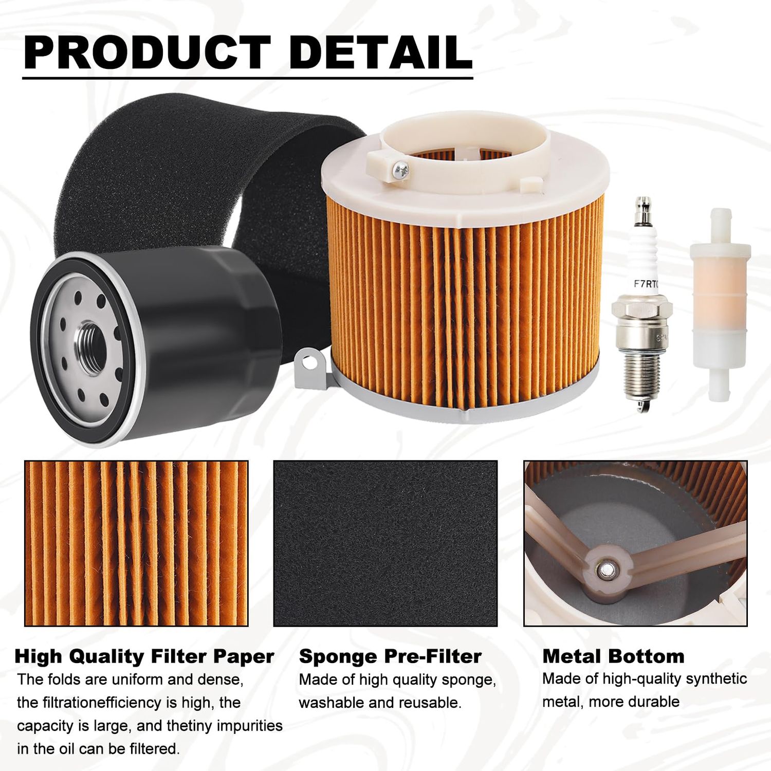 FHSJXR 11029-1004 Air Filter 49065-2078 Oil Filter Spark Plug Fuel Filter Tune Up Kit for Kawasaki Mule 500 520 550 600 610 2500 2510 2520 KAF300 KAF400 KAF620A KAF620B Mule SX 4x4 SE