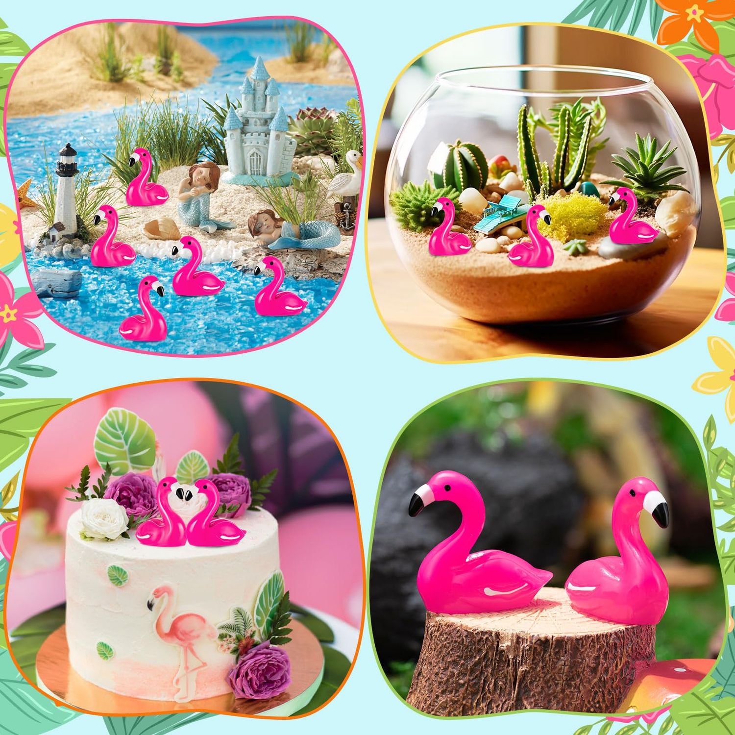 LHSYFBZ 100Pcs Mini Resin Flamingo, Tiny Rose Red Flamingo Ducks, Cute Flamingo Figurines for Cake Topper Garden Dollhouse Landscape Aquarium Ornaments DIY Crafts