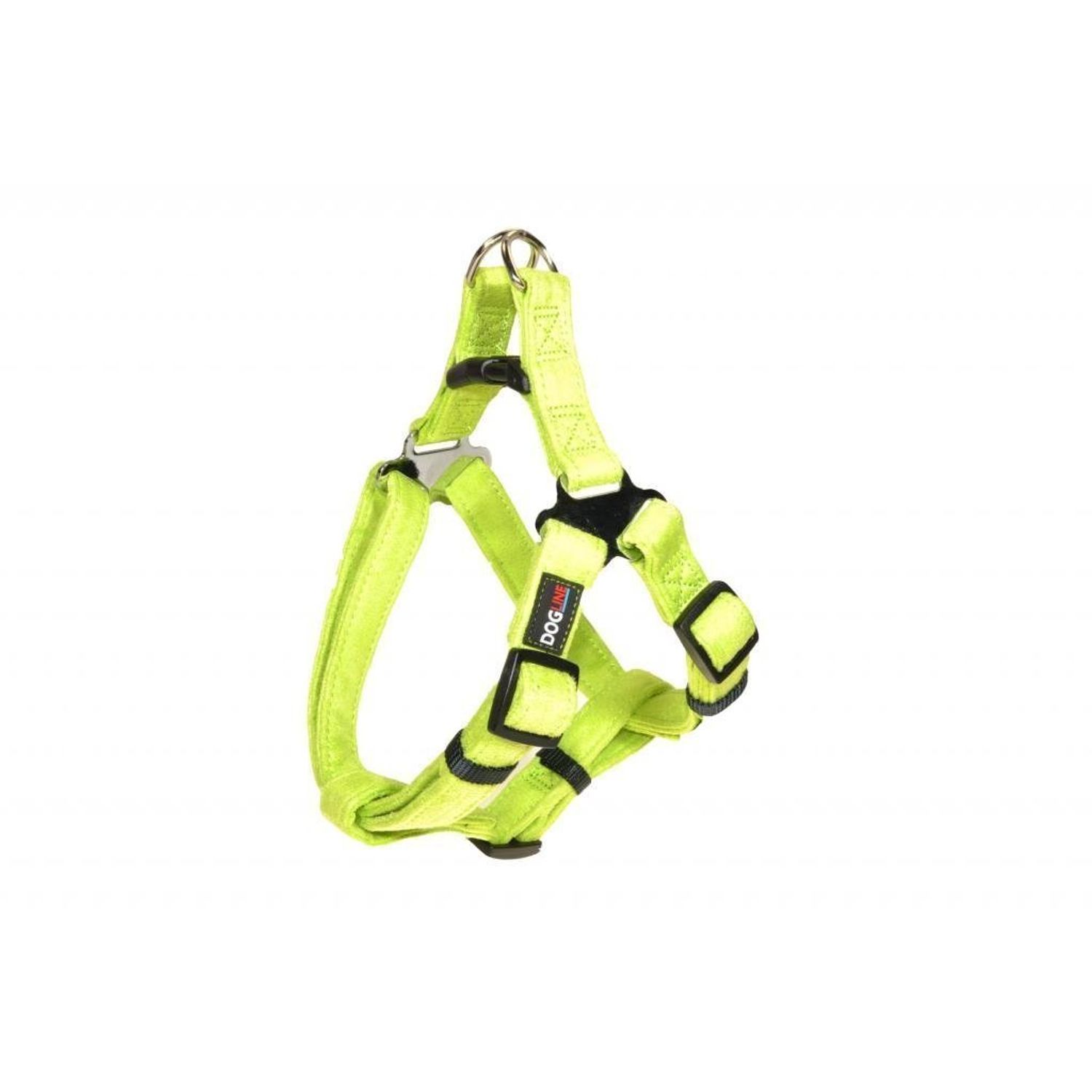 Dogline 15 to 19-Inch Length by 5/8-Inch Width Comfort Microfiber Soft Padded Step-in Puppy Dog Harness with Nylon Reinforcement, Small, Green