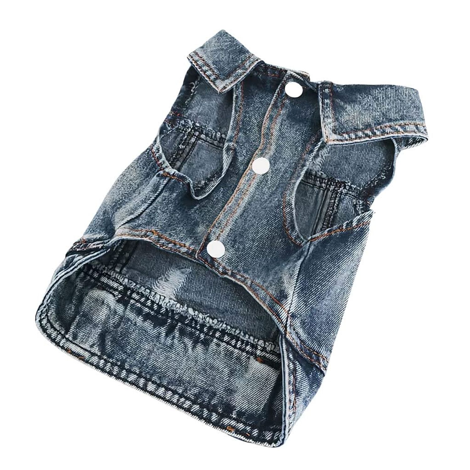 Let's Go Camping Dog Denim Vest - Tent Dog Denim Jacket - Camping Dog Clothing - L