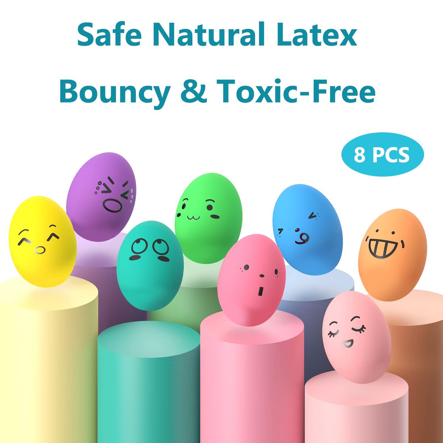 SCHITEC Squeaky Dog Toys, [8 Pack] Latex Squeak Dog Ball for Small Pets & Puppies, 2.3” Soft Rubber Bouncy Interactive Fetch Balls
