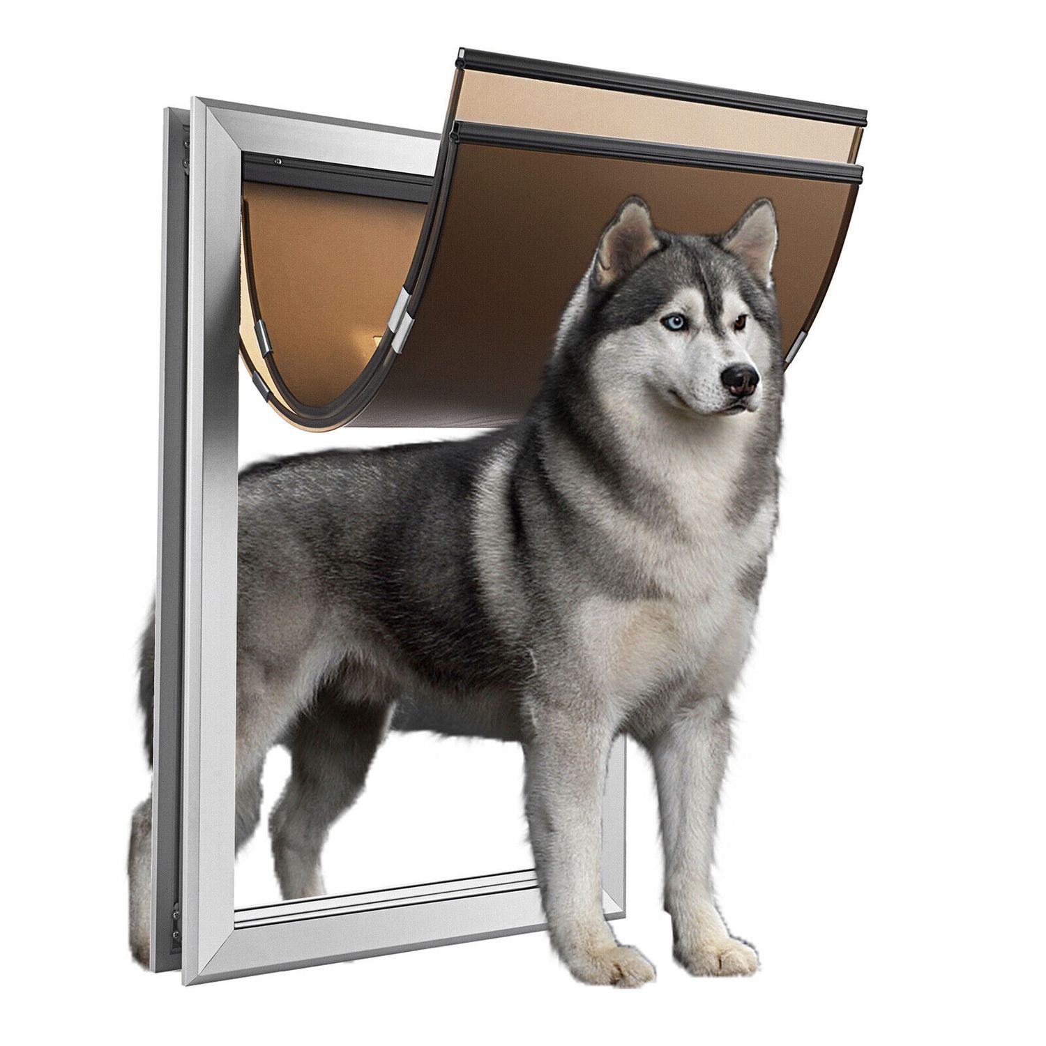 18"x28" Aluminum Large Pet Dog Door Flap Magnetic Locking Screen Wall Gate Frame