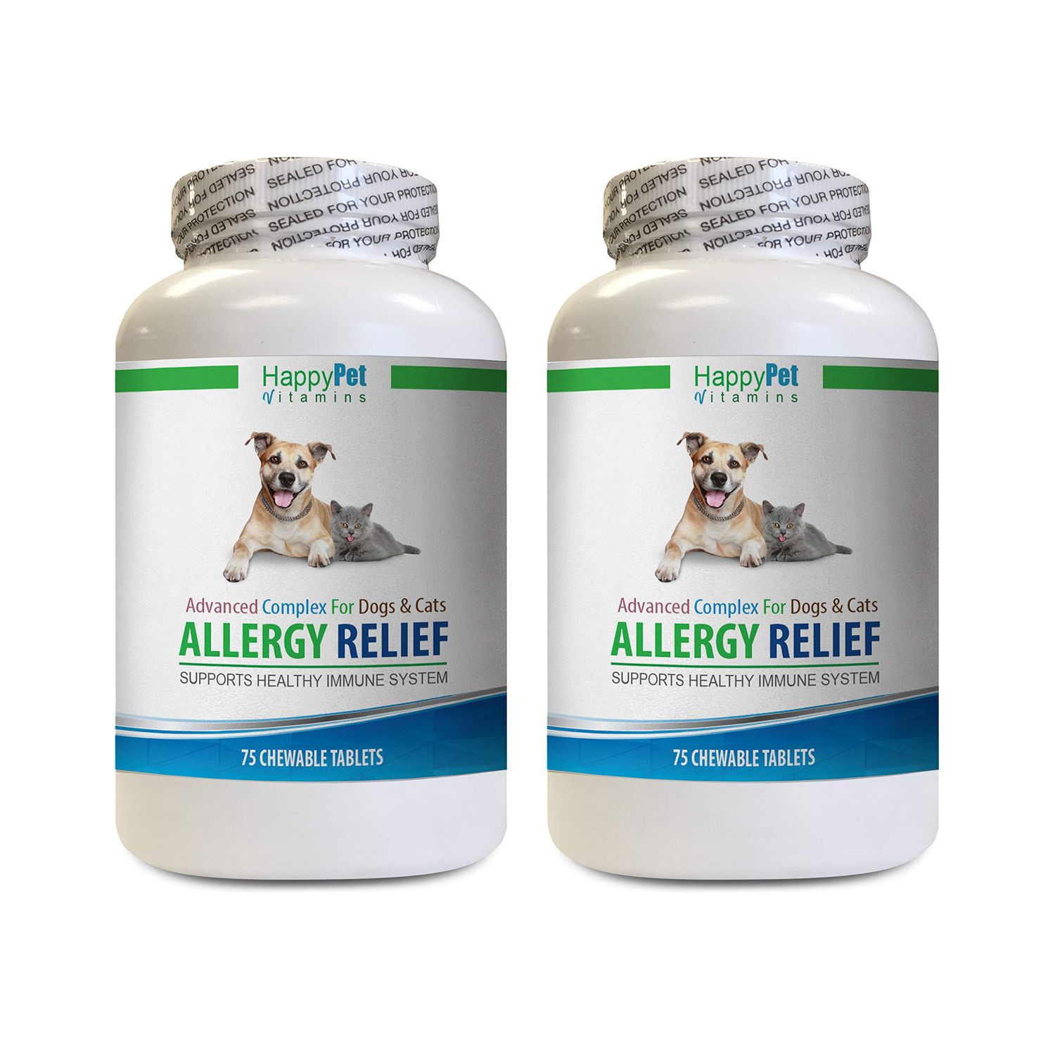 cat itching Relief - PET Allergy Relief - for Dogs and Cats - Stop ITCHING and HOT Spots - Healthy Immune Support - cat Skin Vitamins - 2 Bottles (150 Tablets)
