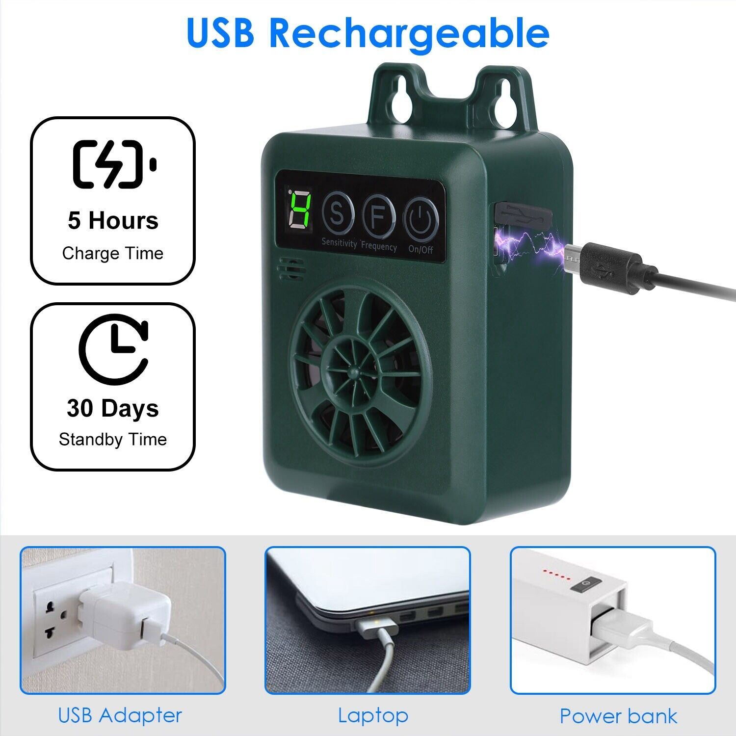 49.2Feet Outdoor Ultrasonic Anti-Barking Device Dog Bark Control Sonic Silencer