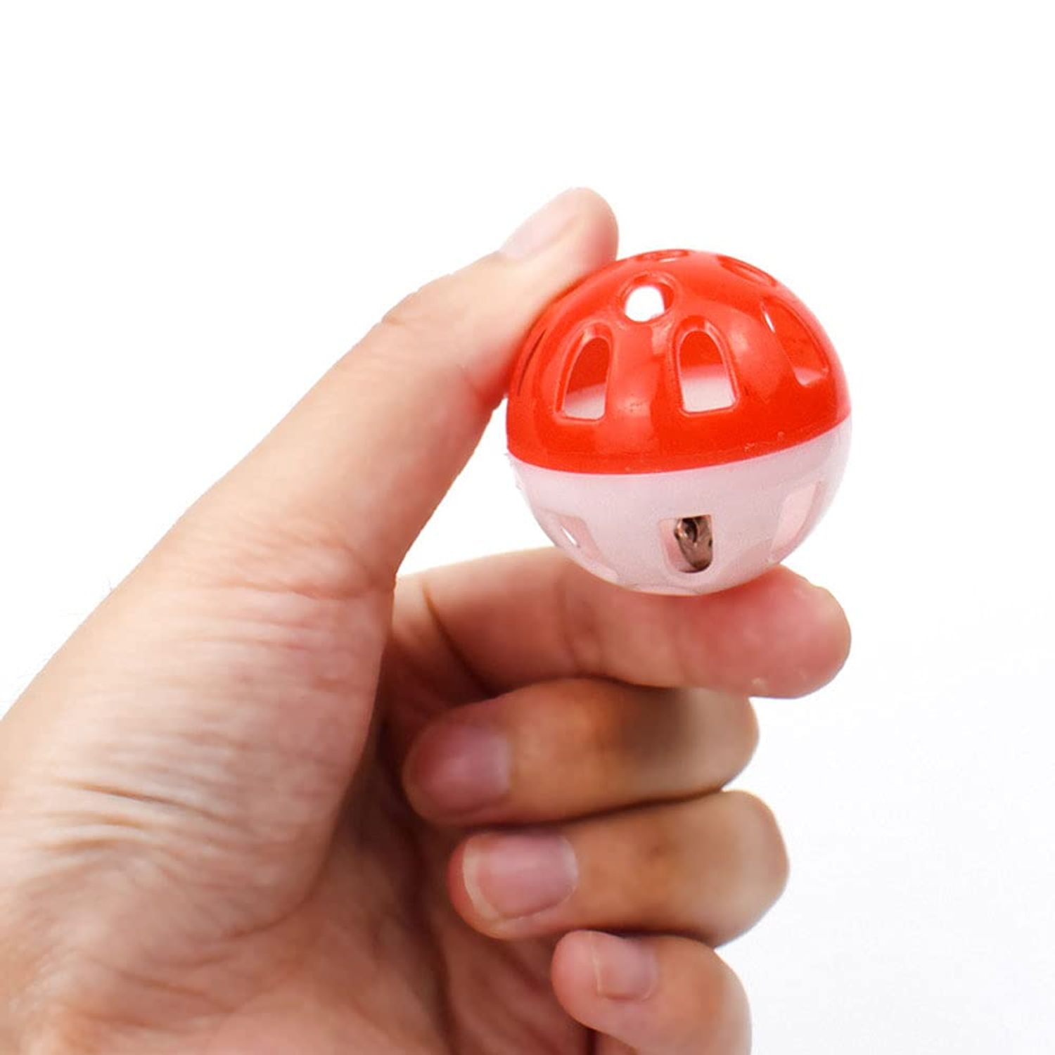 VOVIGGOL 12PCS 4CM Cat Toy Ball with Bell, Pet Toy Cat Bell Ball Cat Toy with Bell Cat Jingle Balls for Cats Kitten, Plastic Cat Toys Jingle Balls Pounce Chase Rattle Ball Toys Random Color