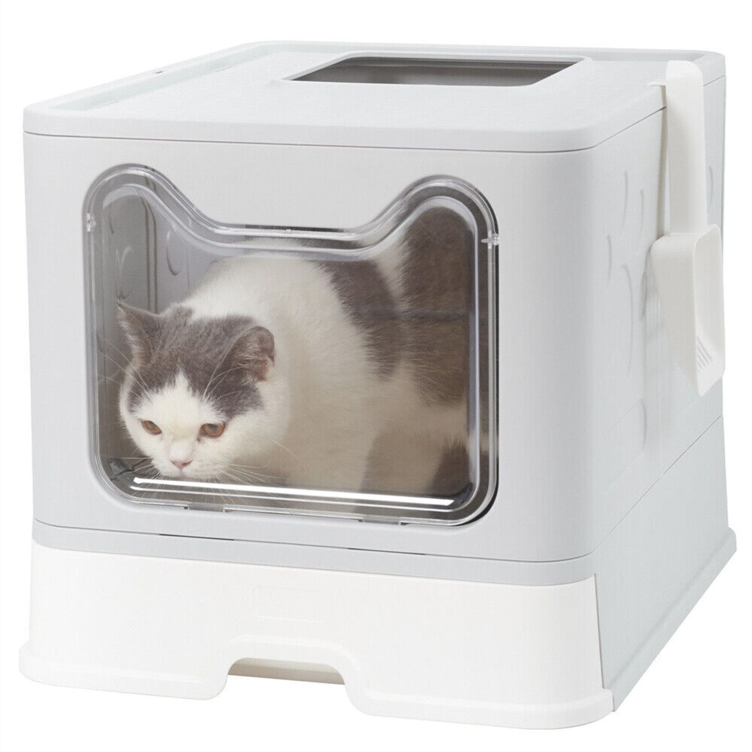 XL Foldable Cat Litter Box With Lid Enclosed Cat Potty Anti-splashing Cat Toilet