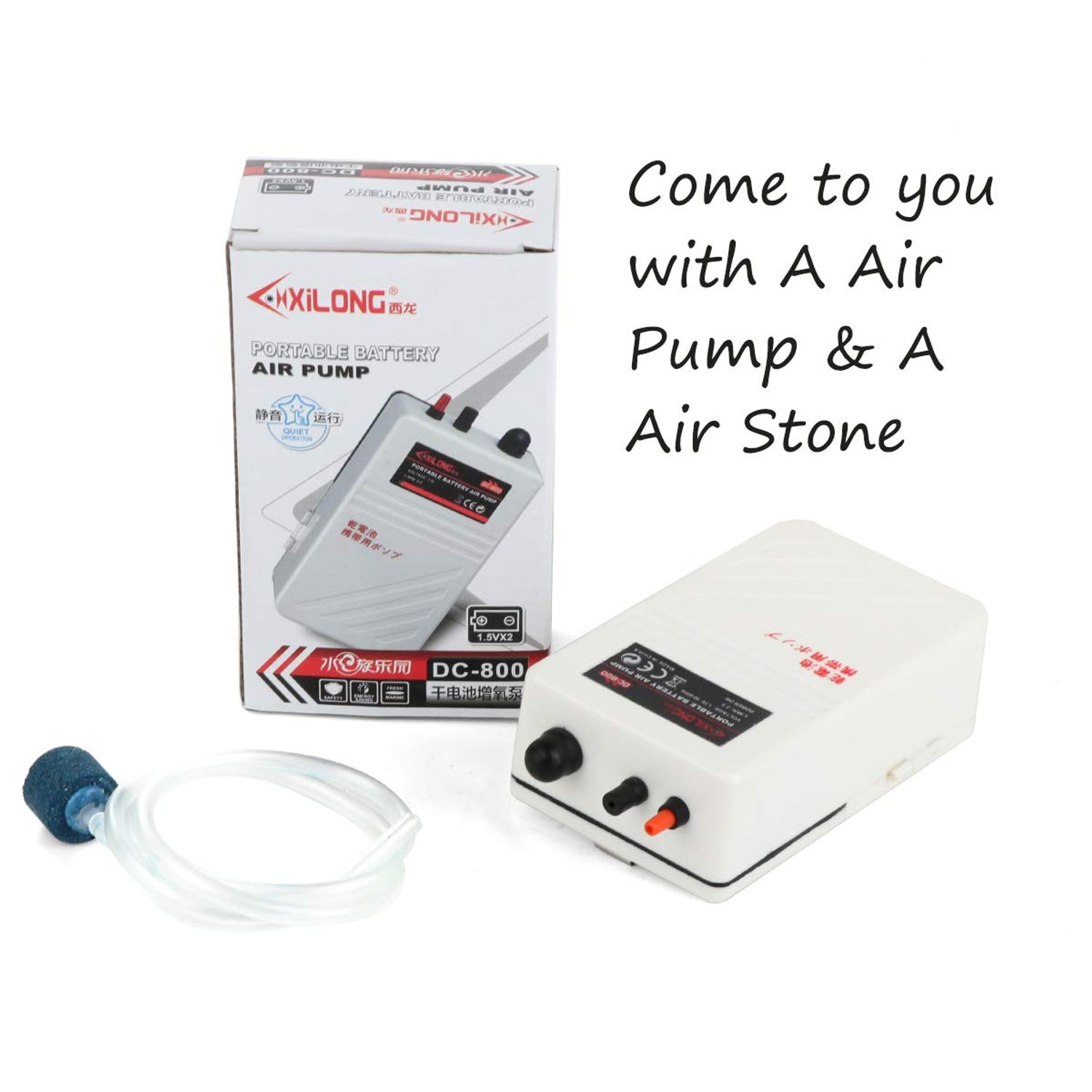fulhengy Battery Aquarium Air Pump, Quiet DC-800 Backup Fish Tank Air Bubbler, Portable Power Outage Aerator Emergency Oxygen Diffuser, Keeps Fish Safe & Bait Minnow Shrimp Alive
