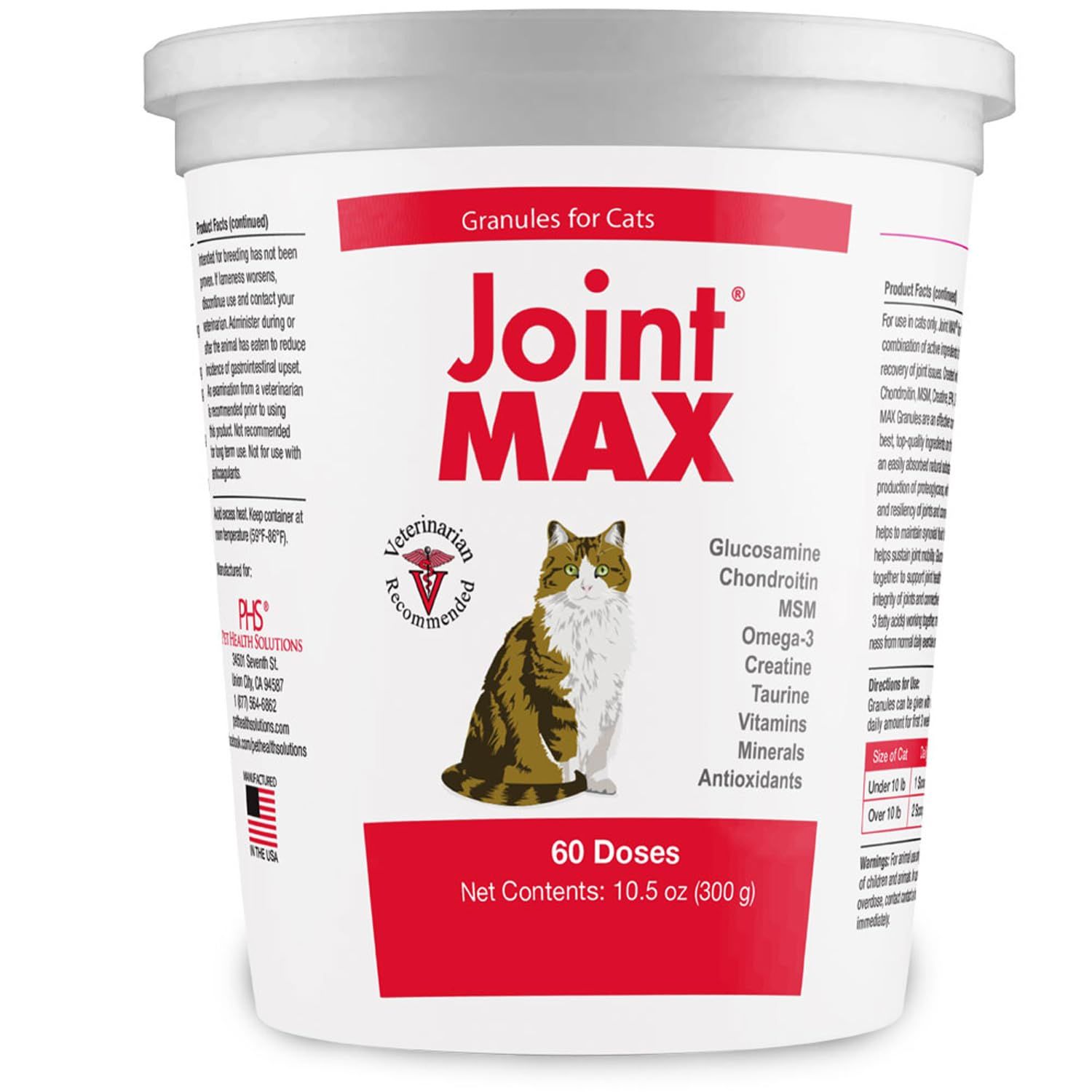 Joint MAX Granules for Cats - Vitamins, Minerals, Antioxidants - Glucosamine, Chondroitin - Chicken Flavor - Maximum Joint Health Supplement for Cats - 60 Doses