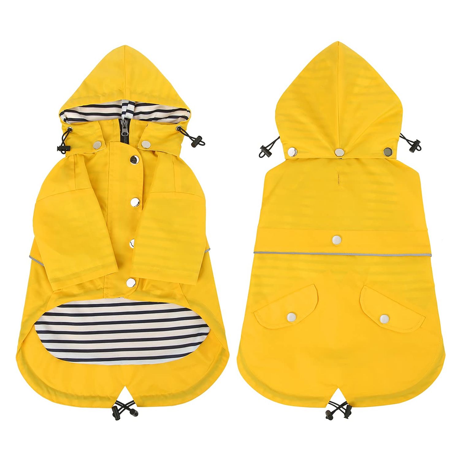 HDE Dog Raincoat Double Layer Zip Rain Jacket with Hood for Small to Large Dogs Yellow - 2XL