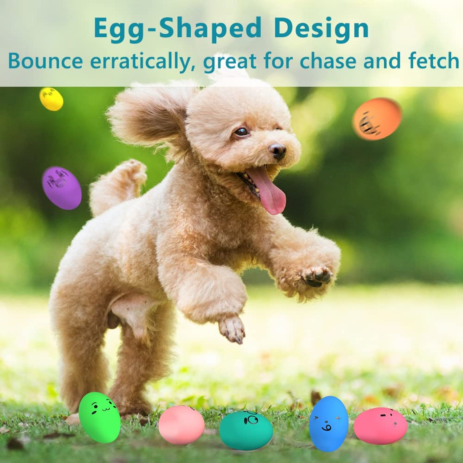 SCHITEC Squeaky Dog Toys, [8 Pack] Latex Squeak Dog Ball for Small Pets & Puppies, 2.3” Soft Rubber Bouncy Interactive Fetch Balls