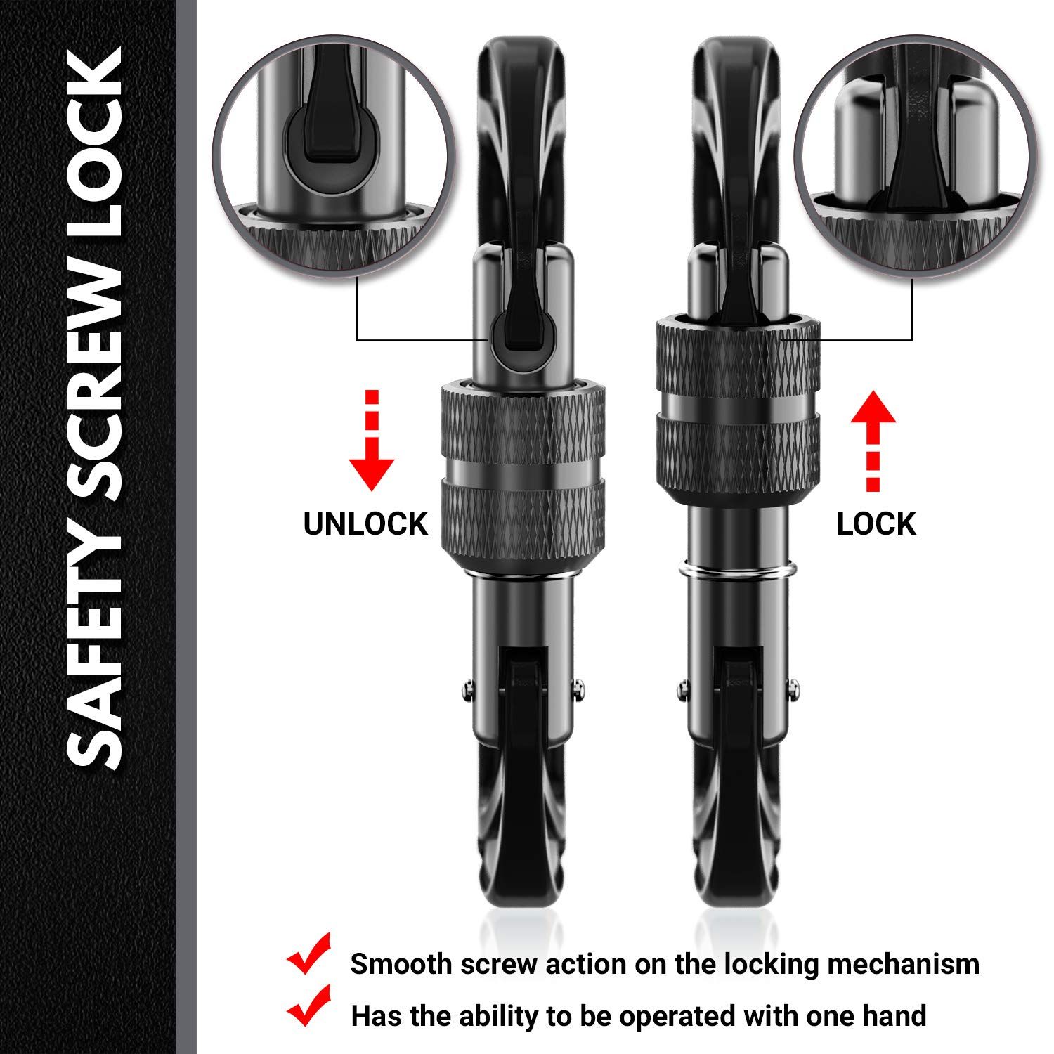 RHINO Produxs 2PCS of 12kN (2697 lbs) Heavy Duty Lightweight Locking Carabiner Clips - Excellent for Securing Pets, Outdoor, Camping, Hiking, Hammock, Dog Leash Harness, Keychains, Water Bottle