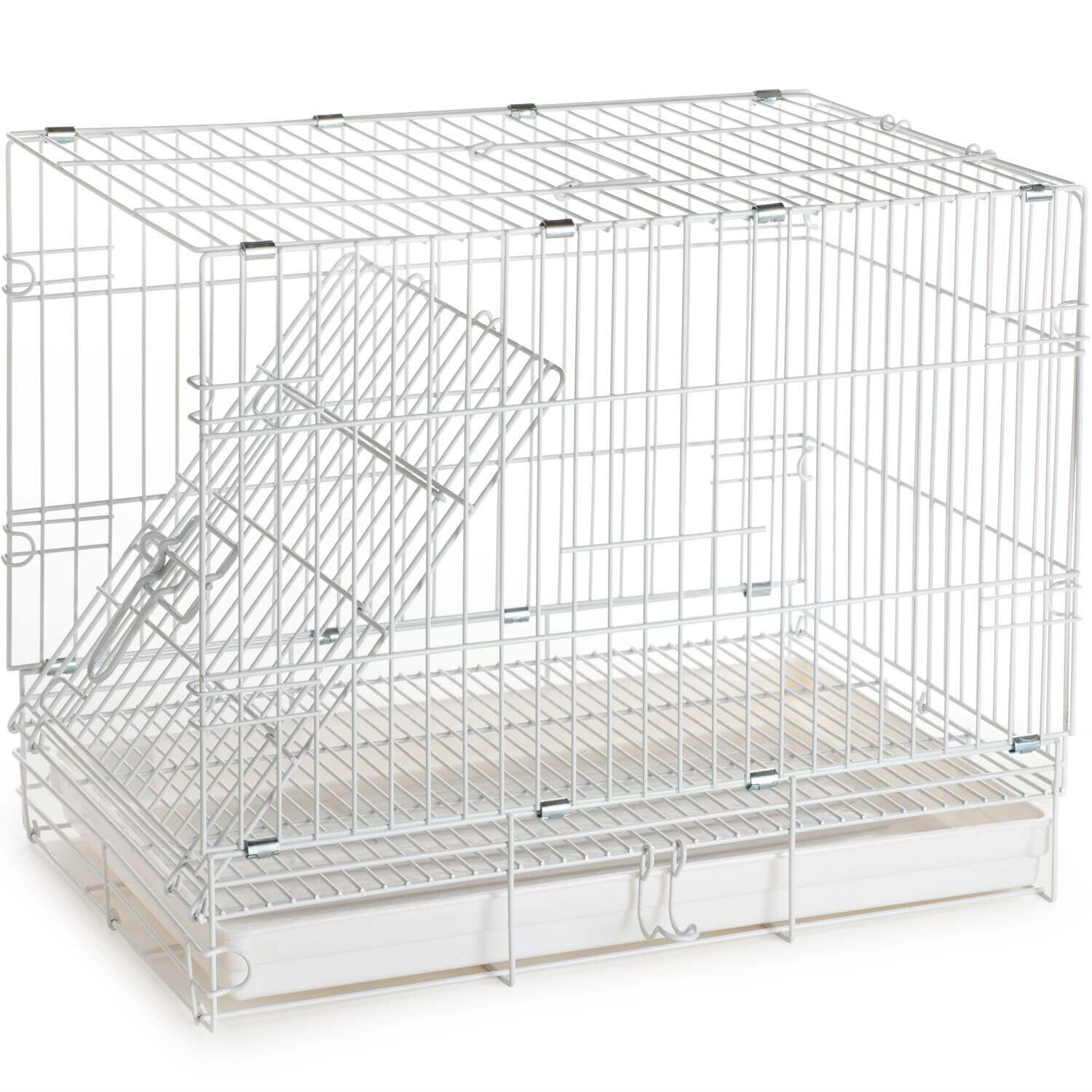 LARGE Parrot Bird Travel Carrier Foldable Wood Stand Perch Steel Cup Metal Cage