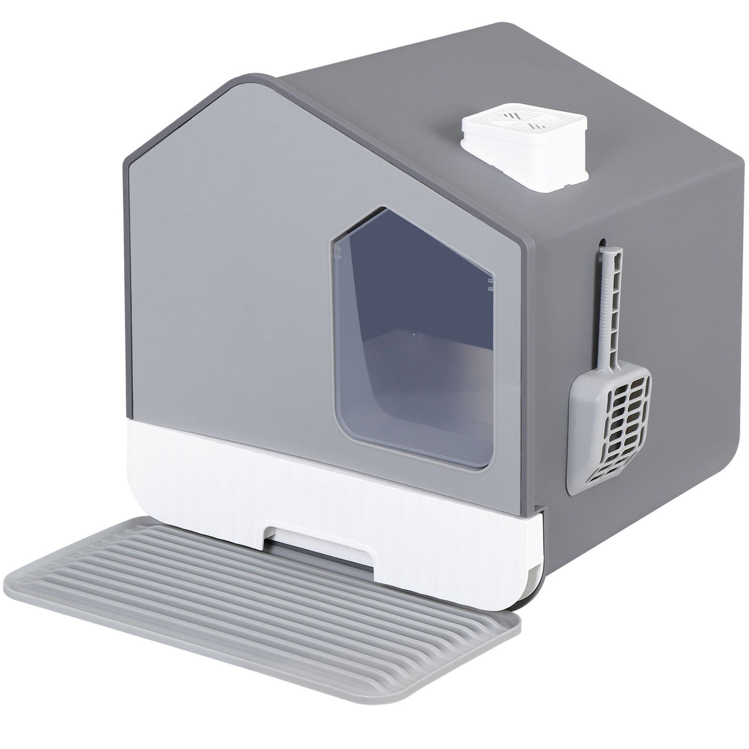 Cat Litter Box with Litter Mat and Scoop Anti- Splashing Easy Clean Odor Control