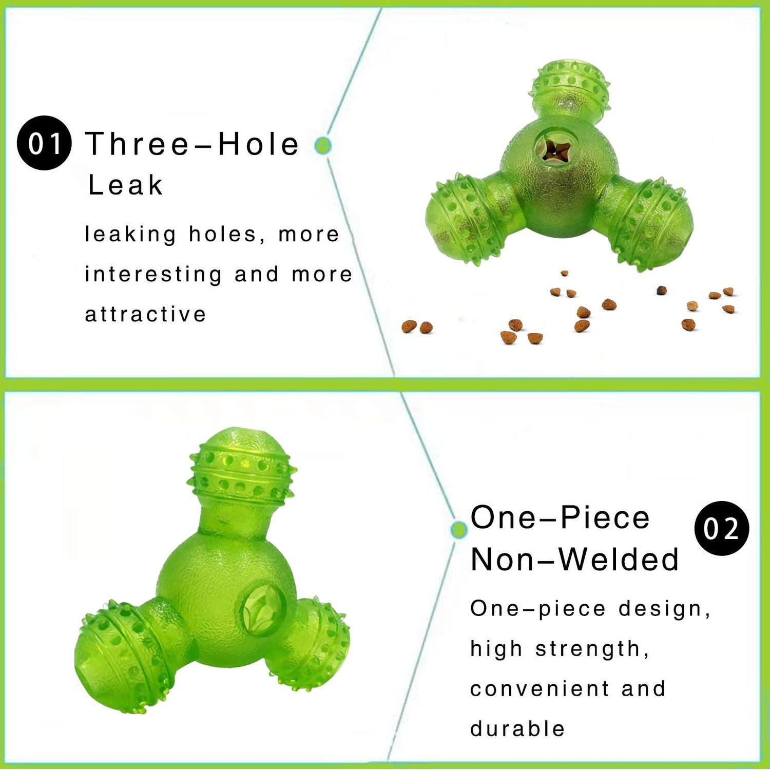 Eilin Dog IQ Training Balls Food Distribution Toys Dog Treat Toy Balls Chew Clean Teeth Toys Interactive Increase IQ Cat Dog Pets Toys (Green)
