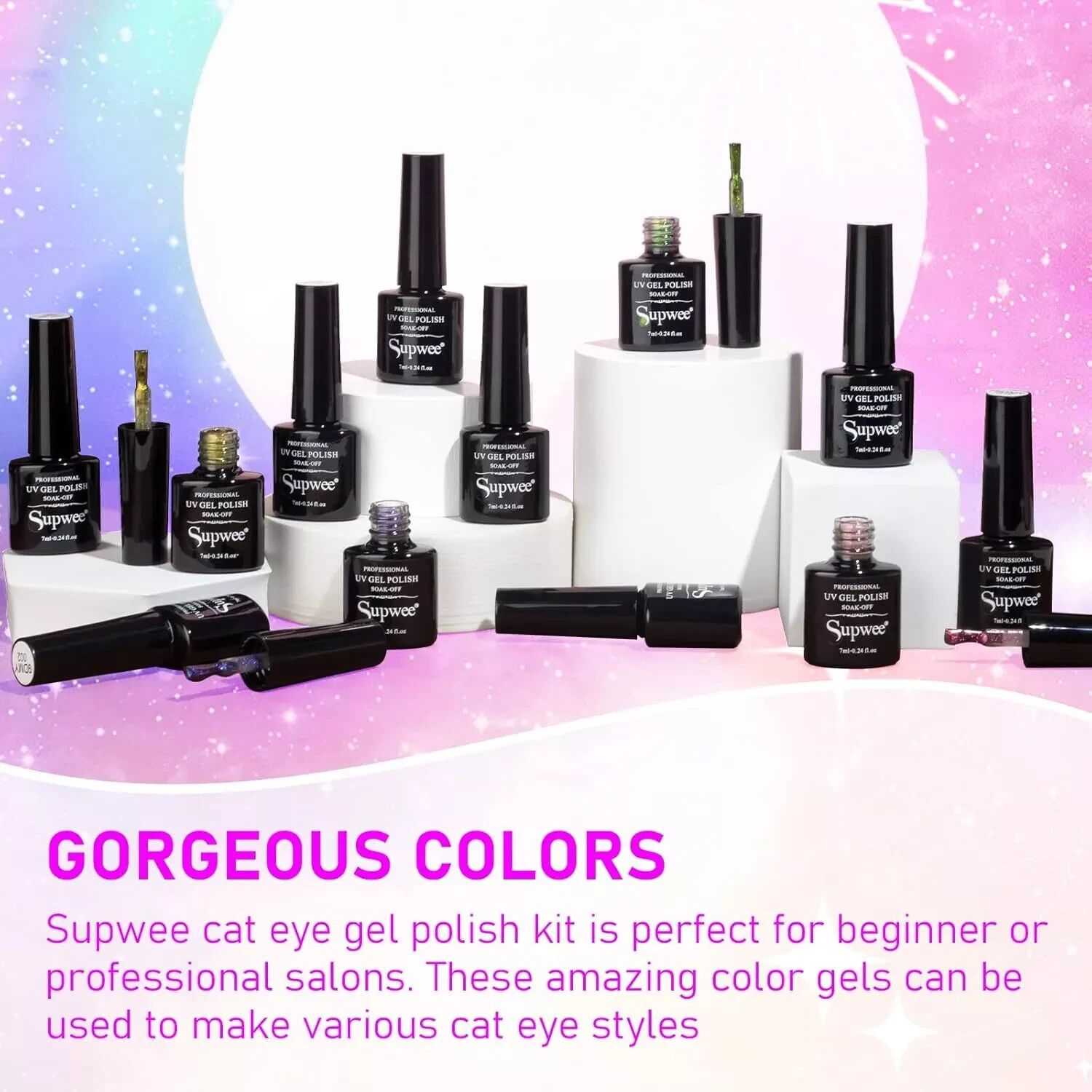 Cat Eye Gel Nail Polish with Magnet 9D Galaxy Cateye Manicure Soak off UV DIY Sa