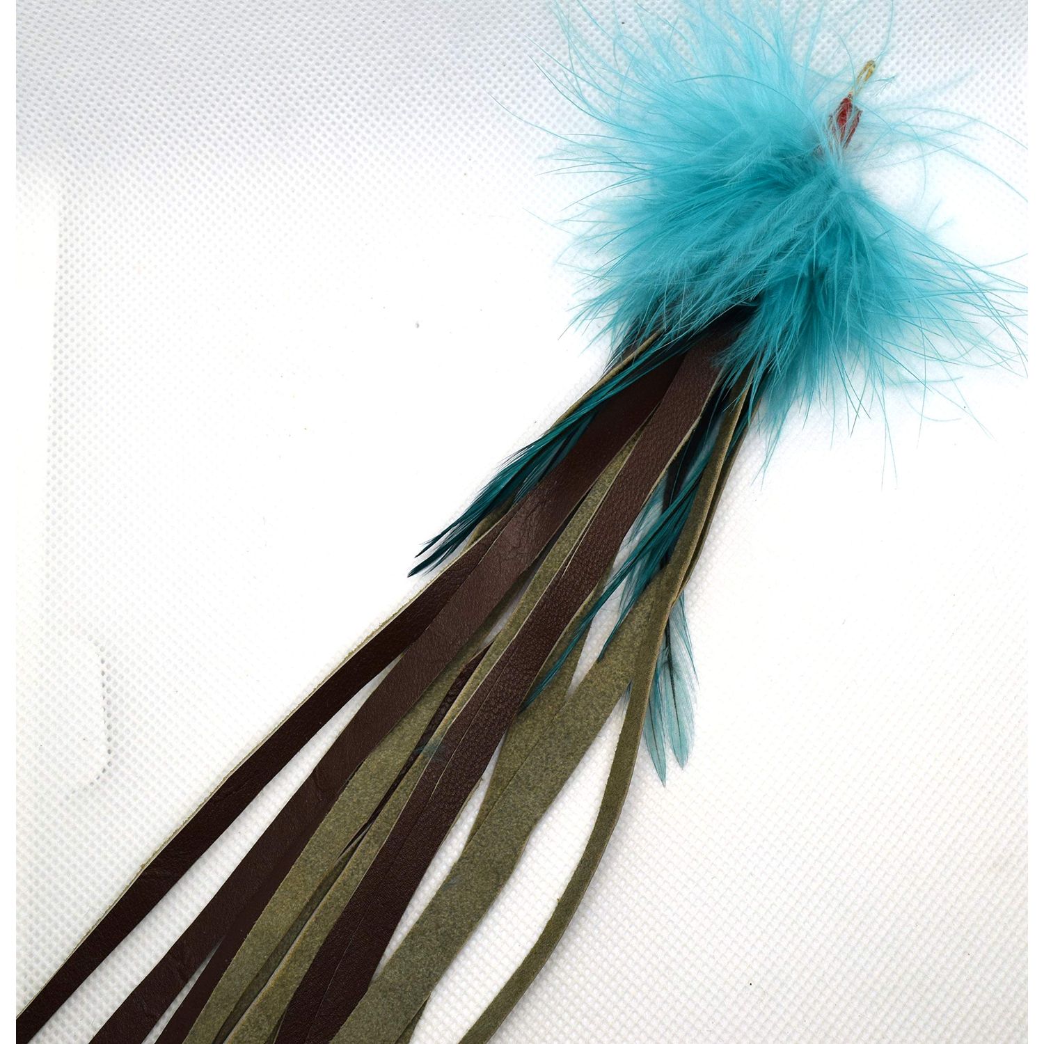 Litterboy Leather & Feather Tangler - 2 Pack - Cat Toy Refill Accessories, Handmade in The USA