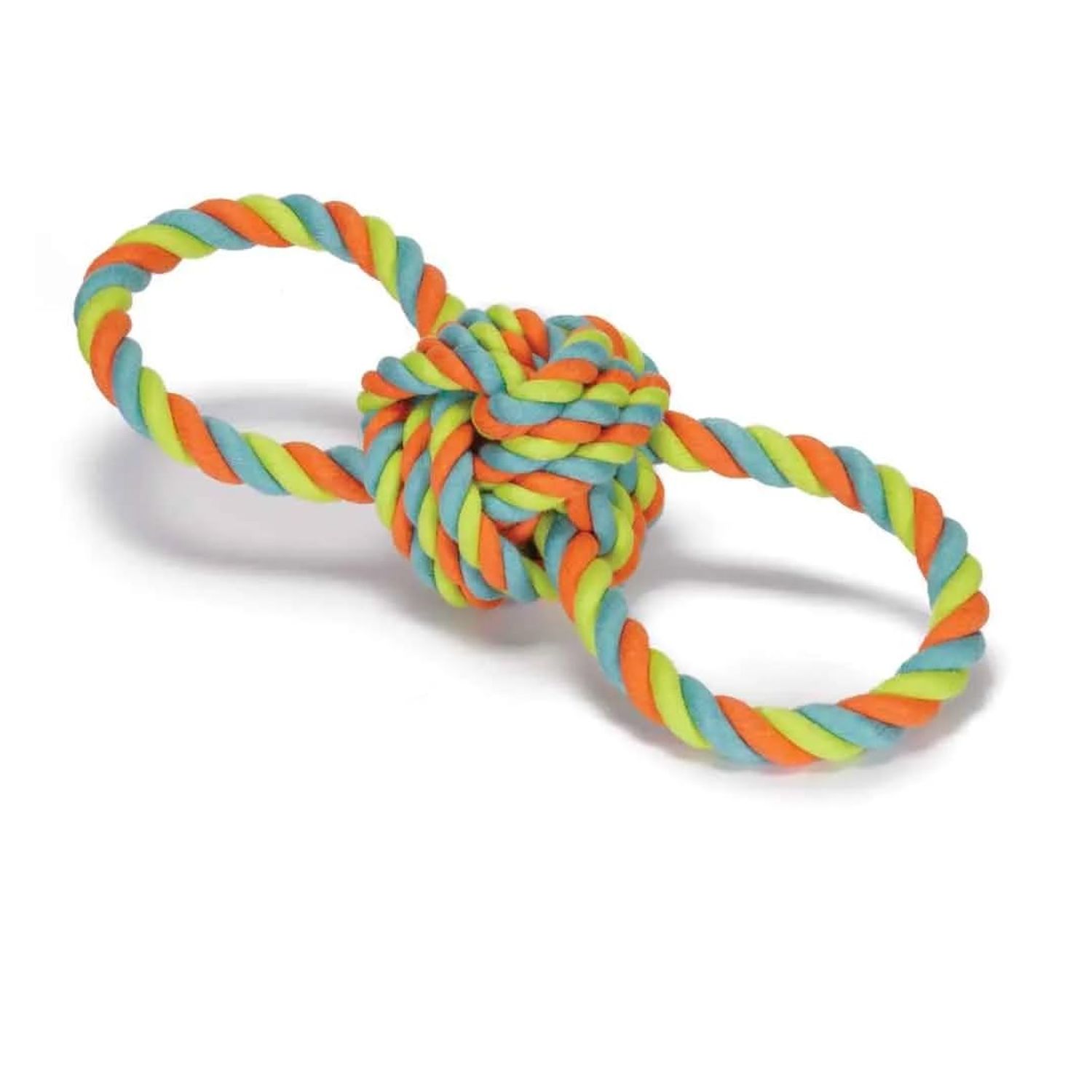 Figure 8 Dog Toys Fun and Colorful Choices Tug Toss Fetch Play Ropes and Loops (Multi Color Tugger 2 Balls)