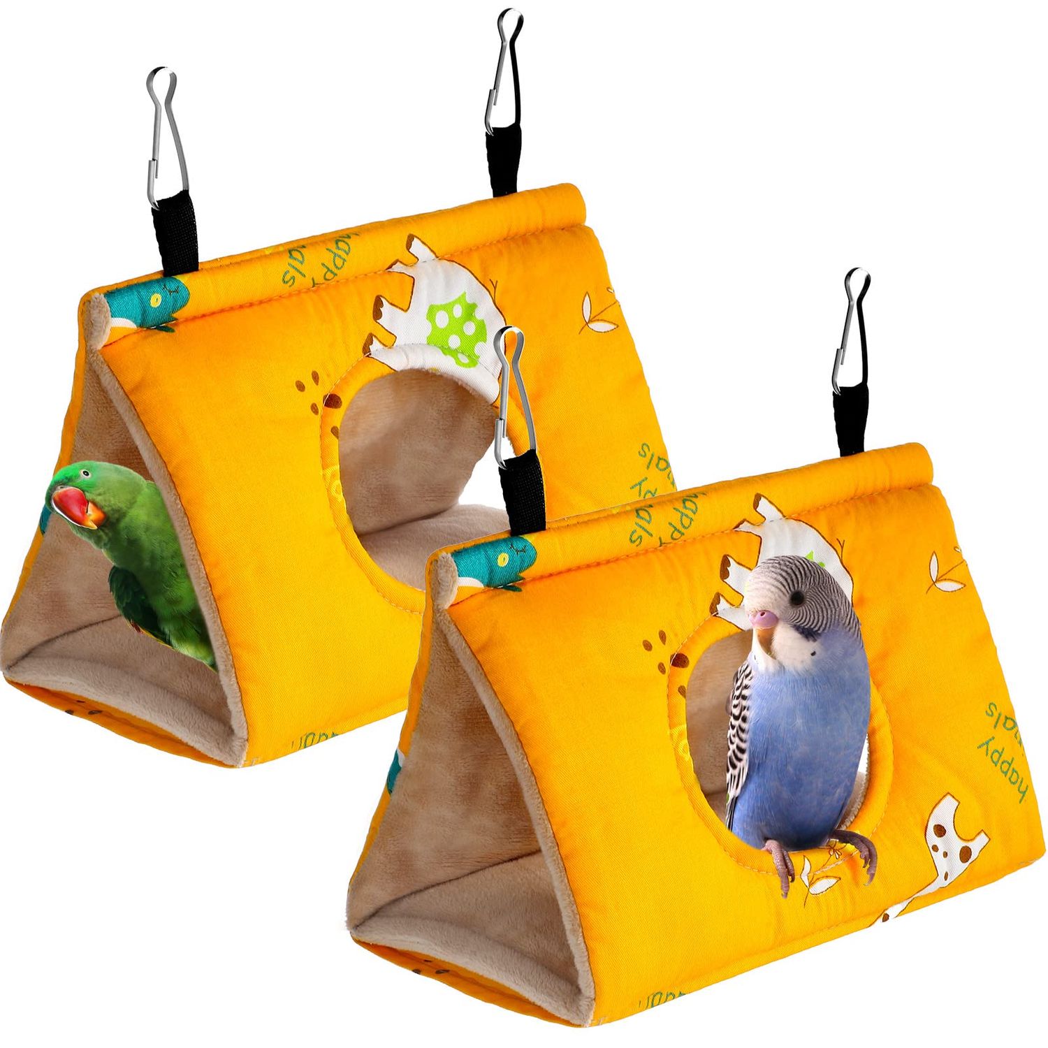 Weewooday 2 Pack Bird Beds Conures Hammock Sleeping Hut for Cage, Warm Bird Nest House Hanging Plush Tent for Parrot Parakeets Cockatiel Conure Cockatoo Parakeet Bird Cage Accessories