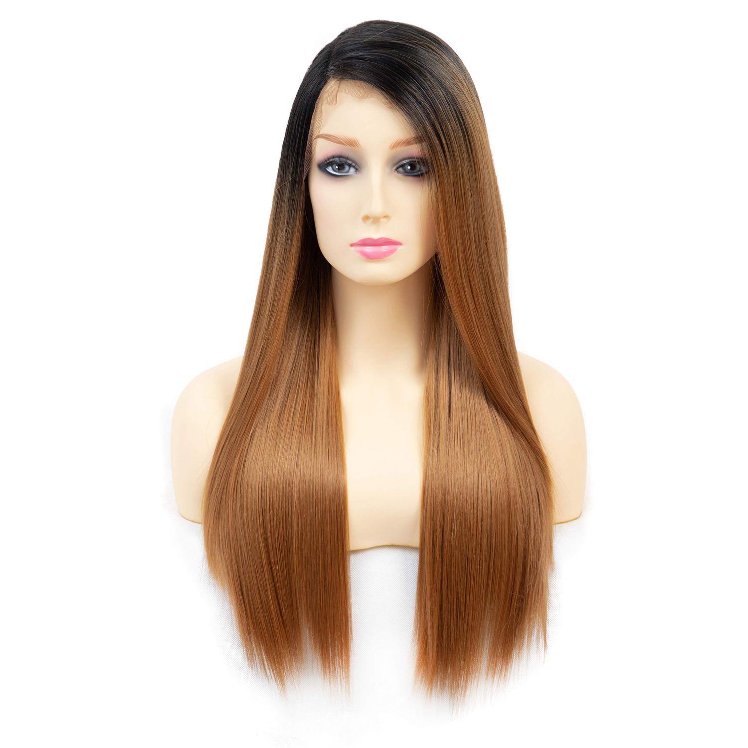 Onedor 24 Inch Kanekalon Fiber Straight Lace Front Wig (Honey Blonde)