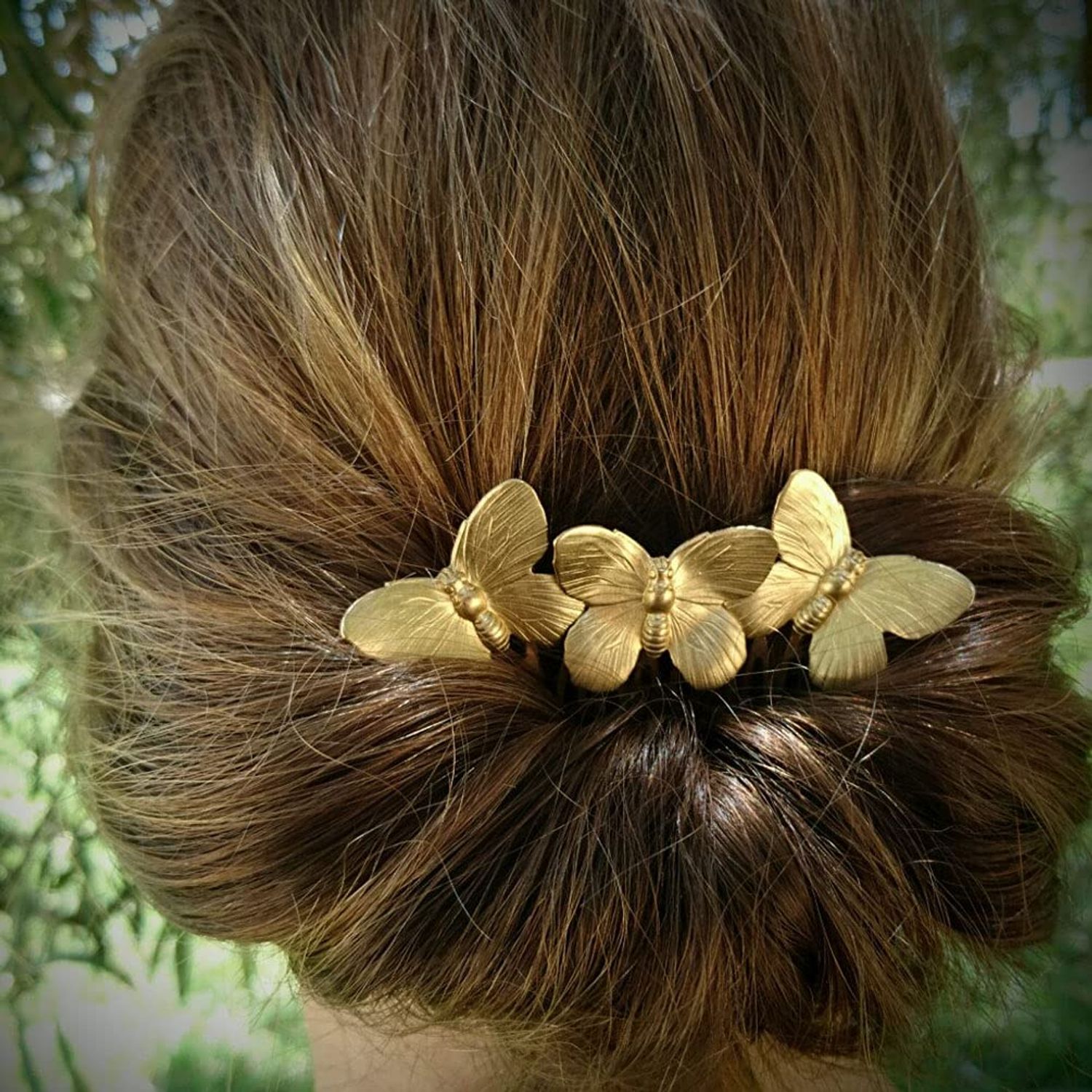 3 Pcs Retro Butterfly Hair Comb Decorative 10 Teeth Metal Hair Combs Pin Hair Accessories for Girls and Women (Gold, Silver, Ancient Gold)