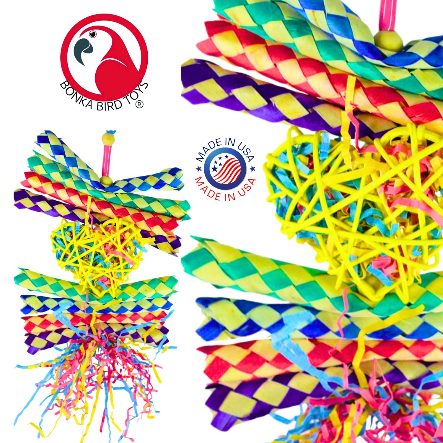 Bonka Bird Toys 1730 Foraging Heart Medium - 9” x 6” - for Conures, Cockatiels, Parakeets, and Similar Breeds