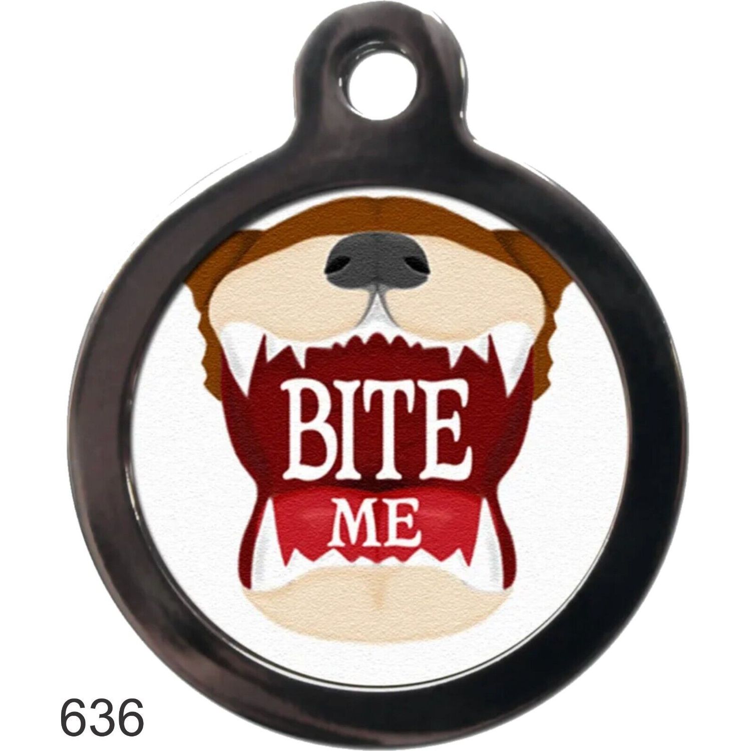 Pet Tag Personalized Pet ID tag for Dog and Cat ROUND Tag Unique cute Bite Me