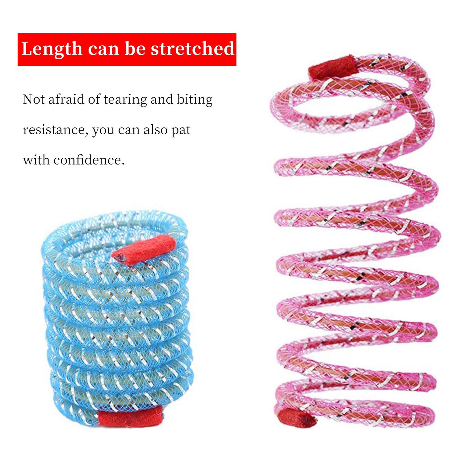 WishLotus Spring Cat Toys, Colorful Cat Spring Toy and Cat Tube Toy Telescopic Cat Mesh Pole Cat Jumping Toy Flexible & Shapable Kitten Chew Toys to Kill Time (10pcs)