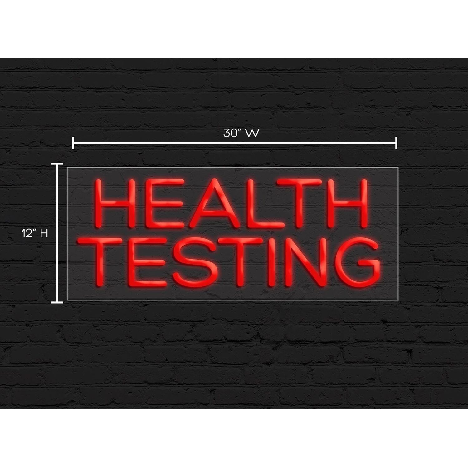 Health Testing Neon Sign for Retail Display | LED Flex Neon | 30"W x 12"H x 1"D