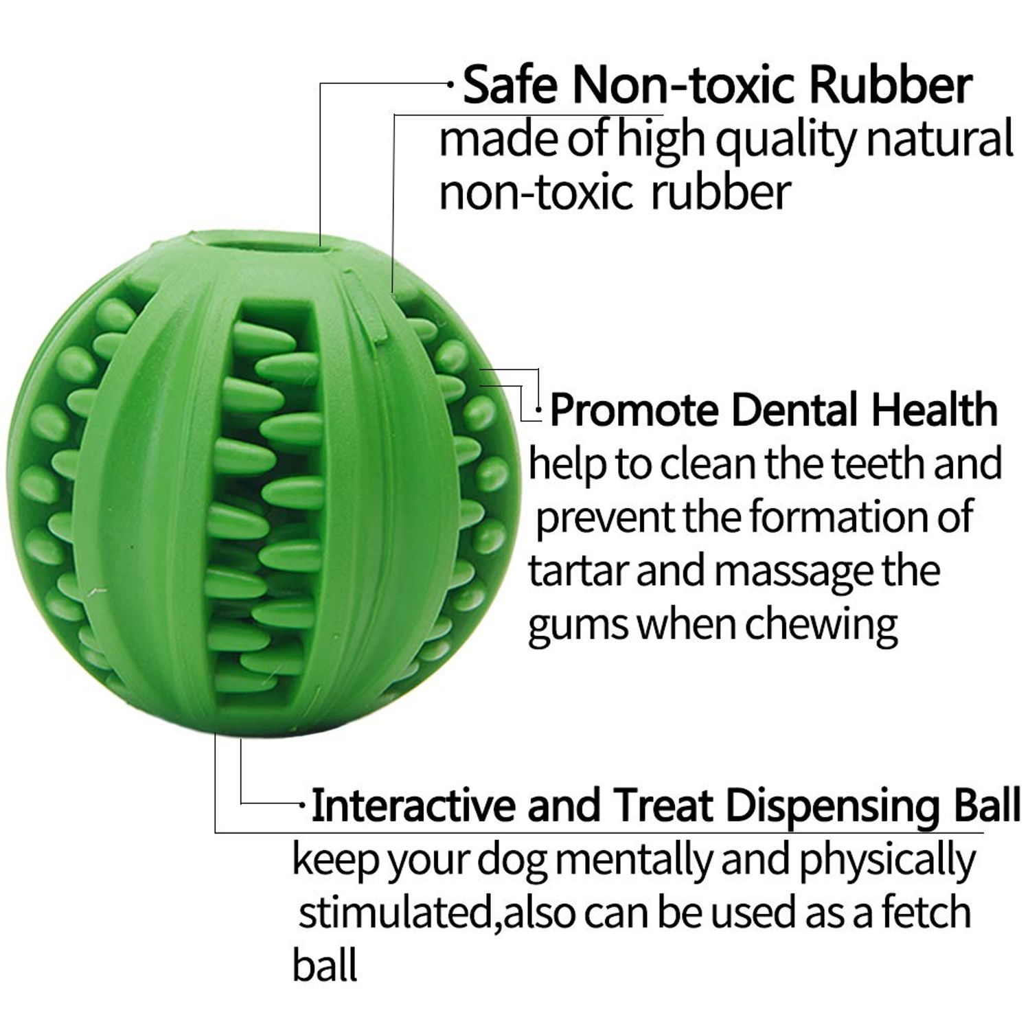 ONTWOPETS Dog Ball Toy - Interactive Dog Enrichment, Mental Stimulation Treat Embedding Rubber Ball Reduce Boredom (3 inches)