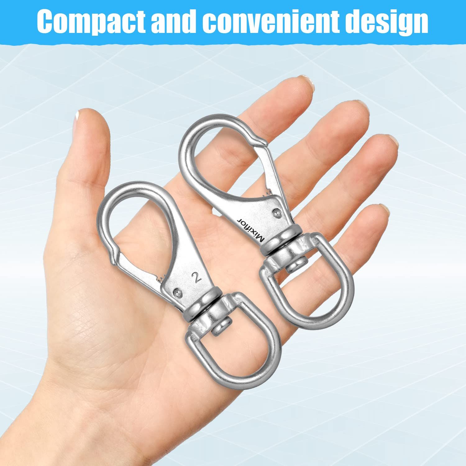 Mixiflor Stainless Steel Swivel Eye Snap Hook, 4 Pack (4 Inch) Swivel Snap Hook Flag Pole Clips, Rotating Diving Clips Spring Hooks for Flag Poles, Dog Leash, Key Chain, Boat Anchor Rope, Bird Feeder