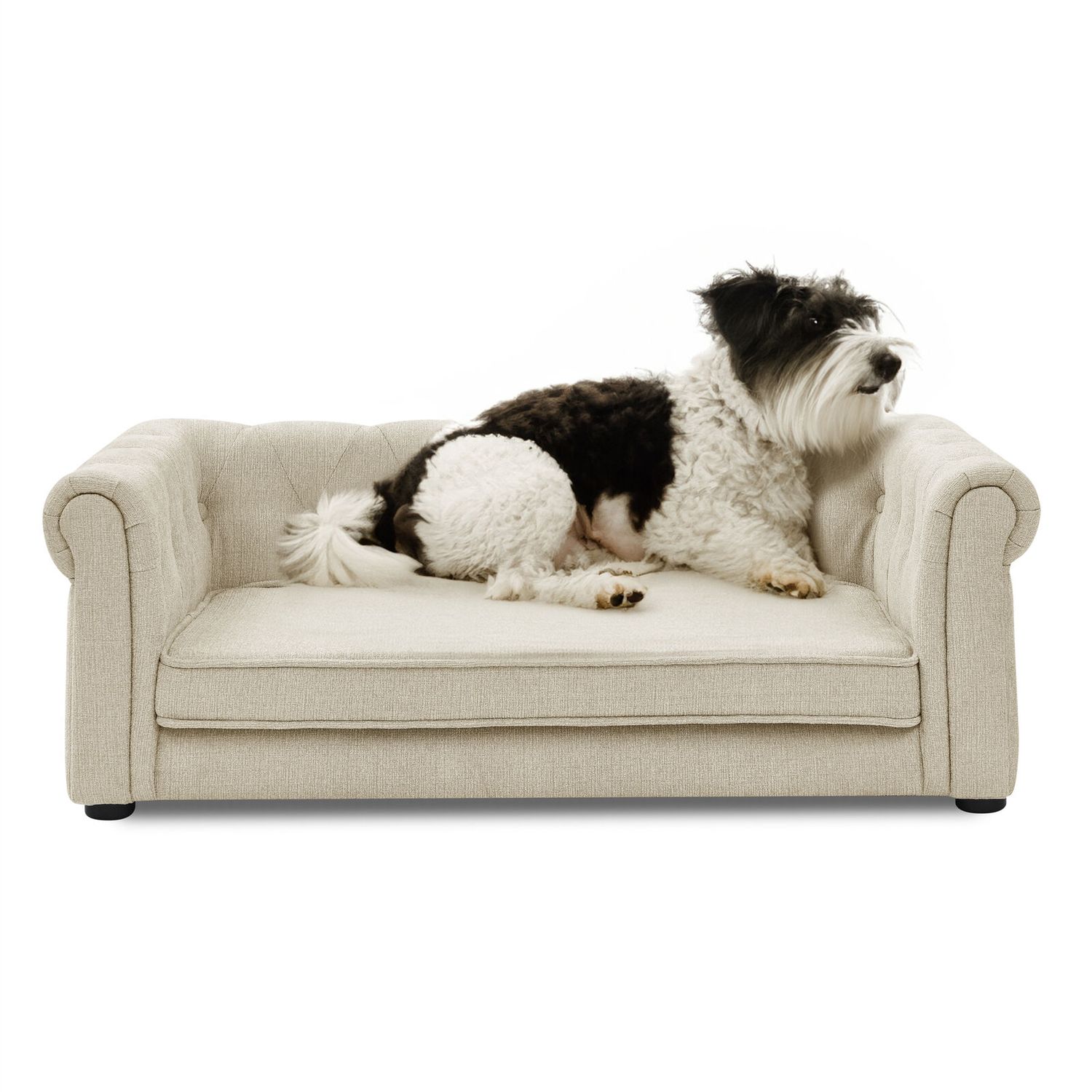 Modern Rectangle Dog Bed for Medium Large Dogs Dog Sofa Beds Pet Couch Bed Beige