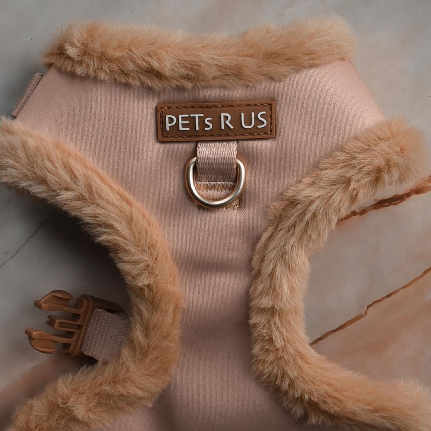 Premium No Pull Adjustable Dog Harness Neoprene Luxury Breathable Lightweight Small Medium Dogs Comfortable Puppy Training Vest 2 Leash Clips Walking & Control (Beige Fur Trim, S)