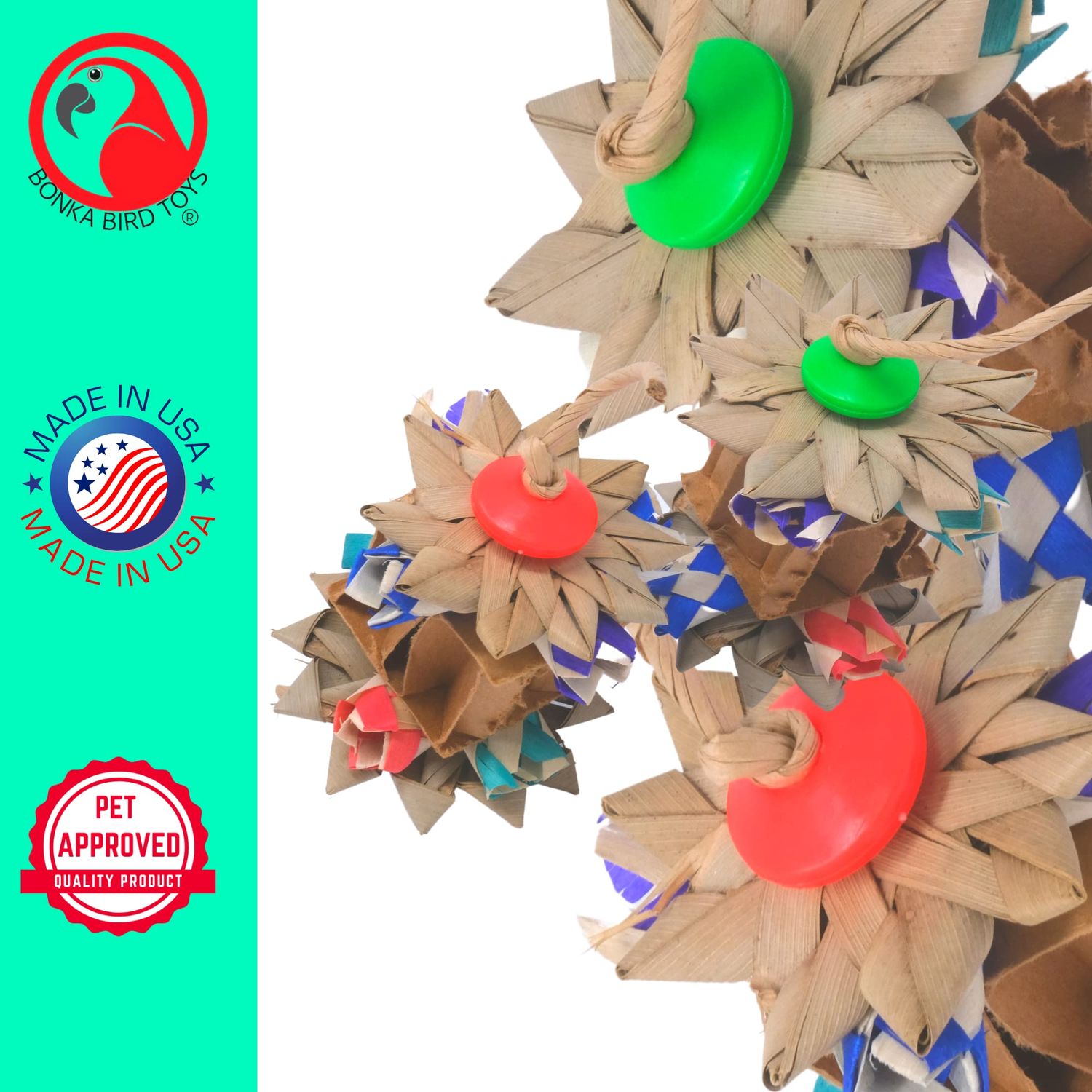 Bonka Bird Toys 2863 Pack Two Small Party Box - Parrot Beak-Engaging Toy, 2"x1.75", for Small/Medium Birds