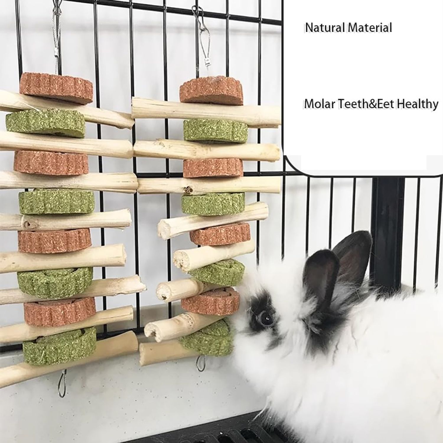 Dliduy 3PCS Rabbit Chew Toys Set Snacks for Teeth Care, Natural Hanging Bunny Chew Treats for Guinea Pigs Hamsters Chinchilla Small Animals Pets for Teeth Grinding (S, Animals)