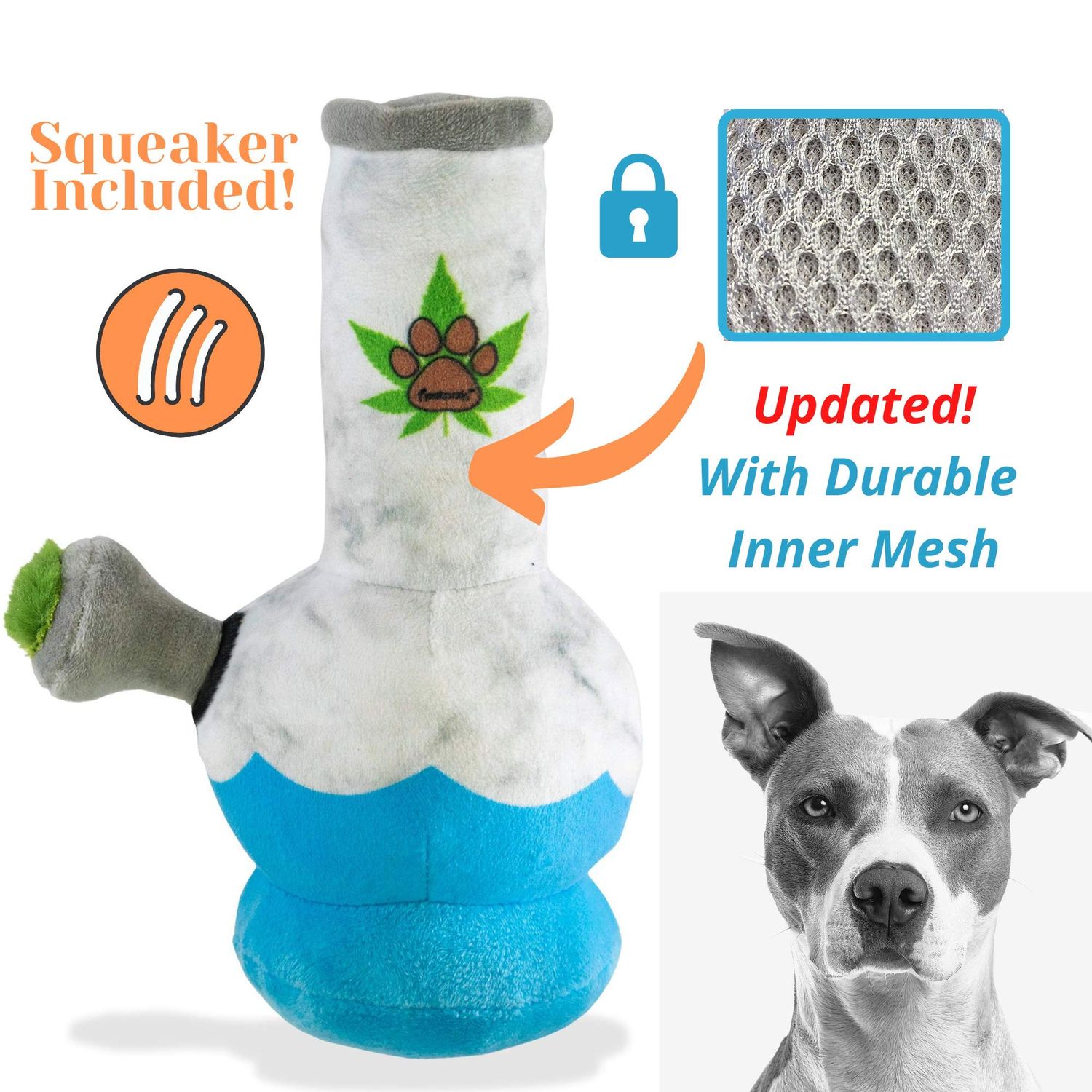 Nestpark Puppy Chiefer 3000 - Funny Dog Toys - Plush Squeaky Weed for Medium, Small and Large - Cute Dog Gifts for Dog Birthday - Cool Stuffed Dog Toys