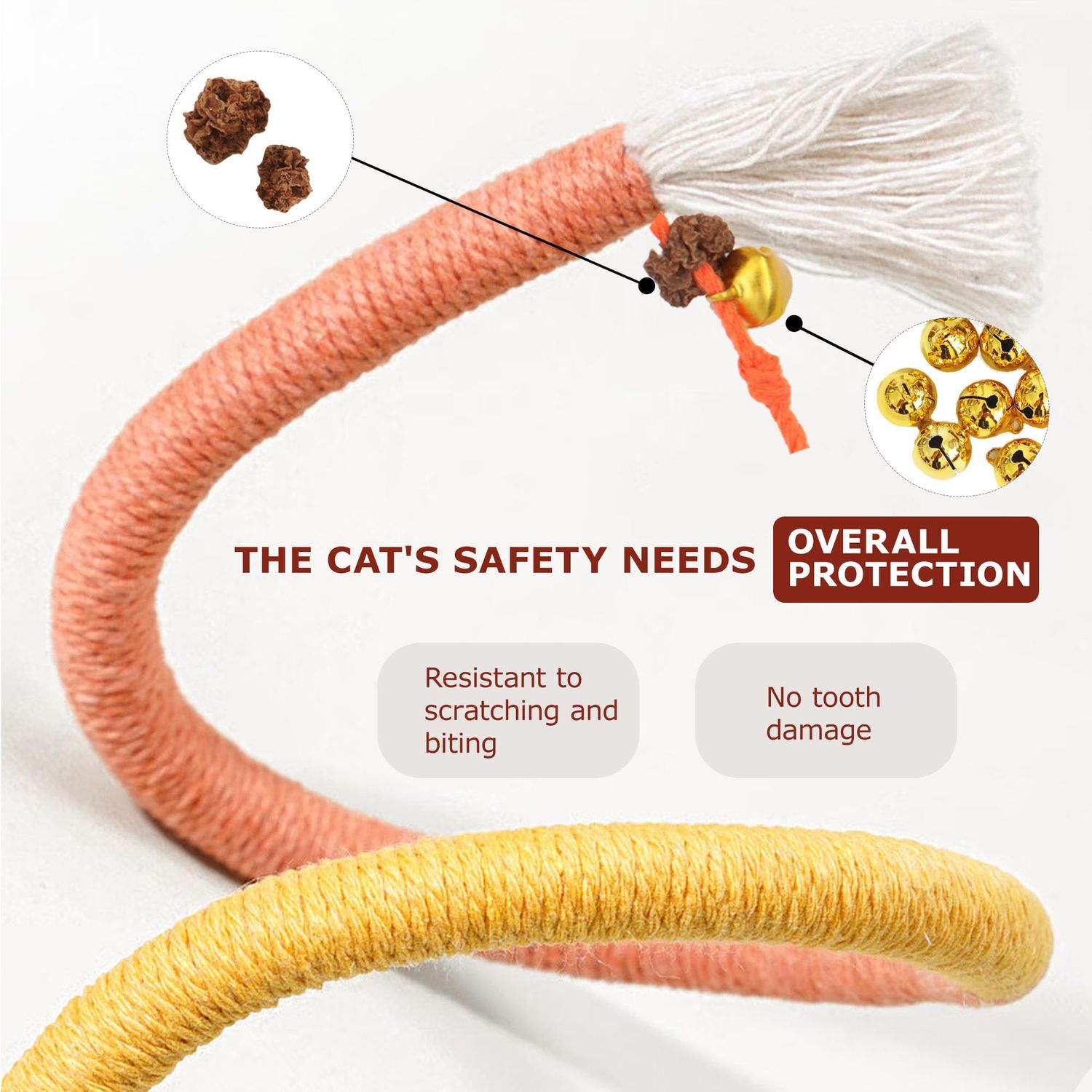 Leoezx™ Sisal Rope Cat Toys (3PCS), Cat Chew Teeth Toys, Interactive Cat Teething Toys, Cat Tooth Cleaning, Cat Bell Toys