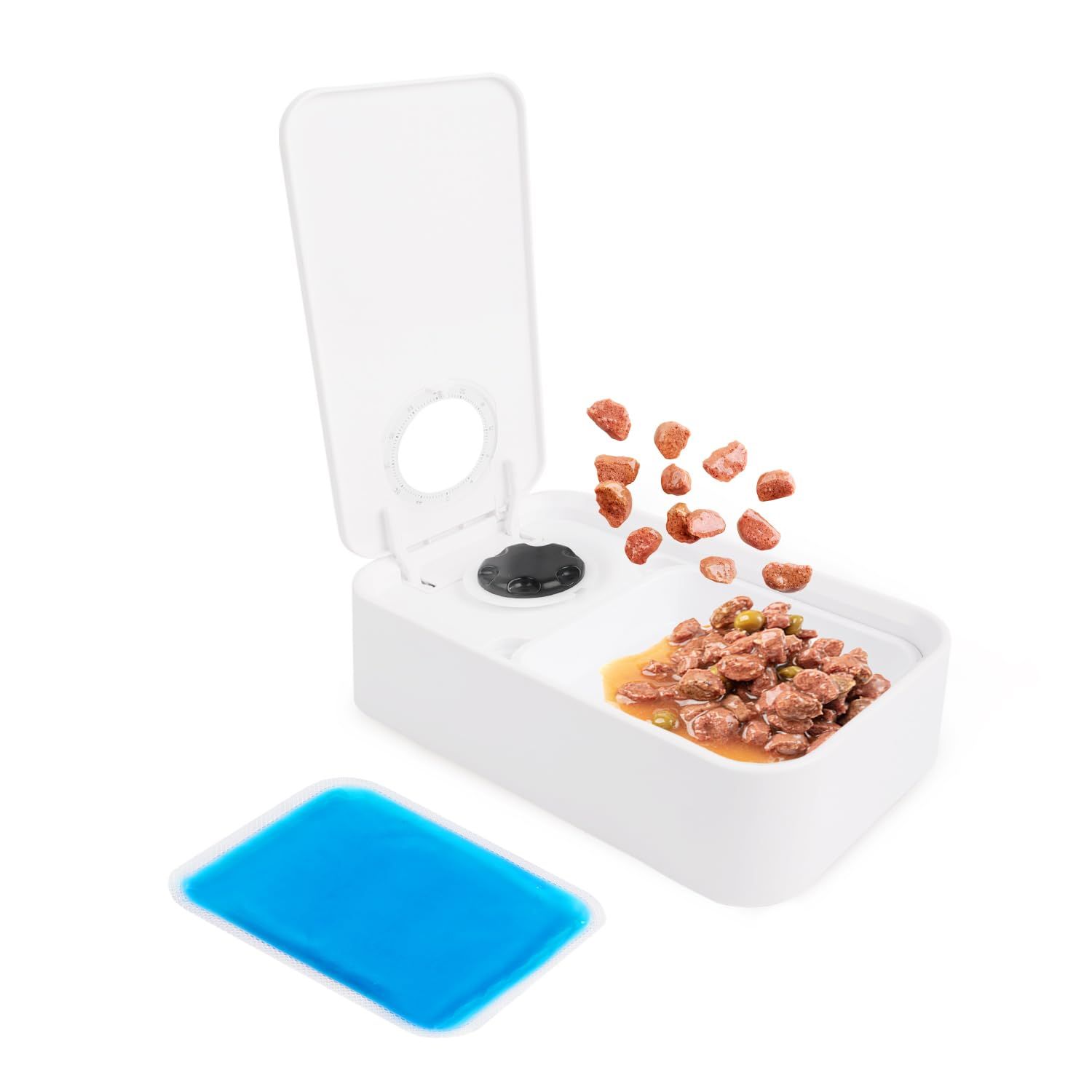 ALL FOR PAWS Timed Dog Feeder with Ice Pack – 1 Meal | Automatic Pet Food Dispenser | Portion Control | Keep Fresh | Ideal for All Dog Breeds (1 Meal)
