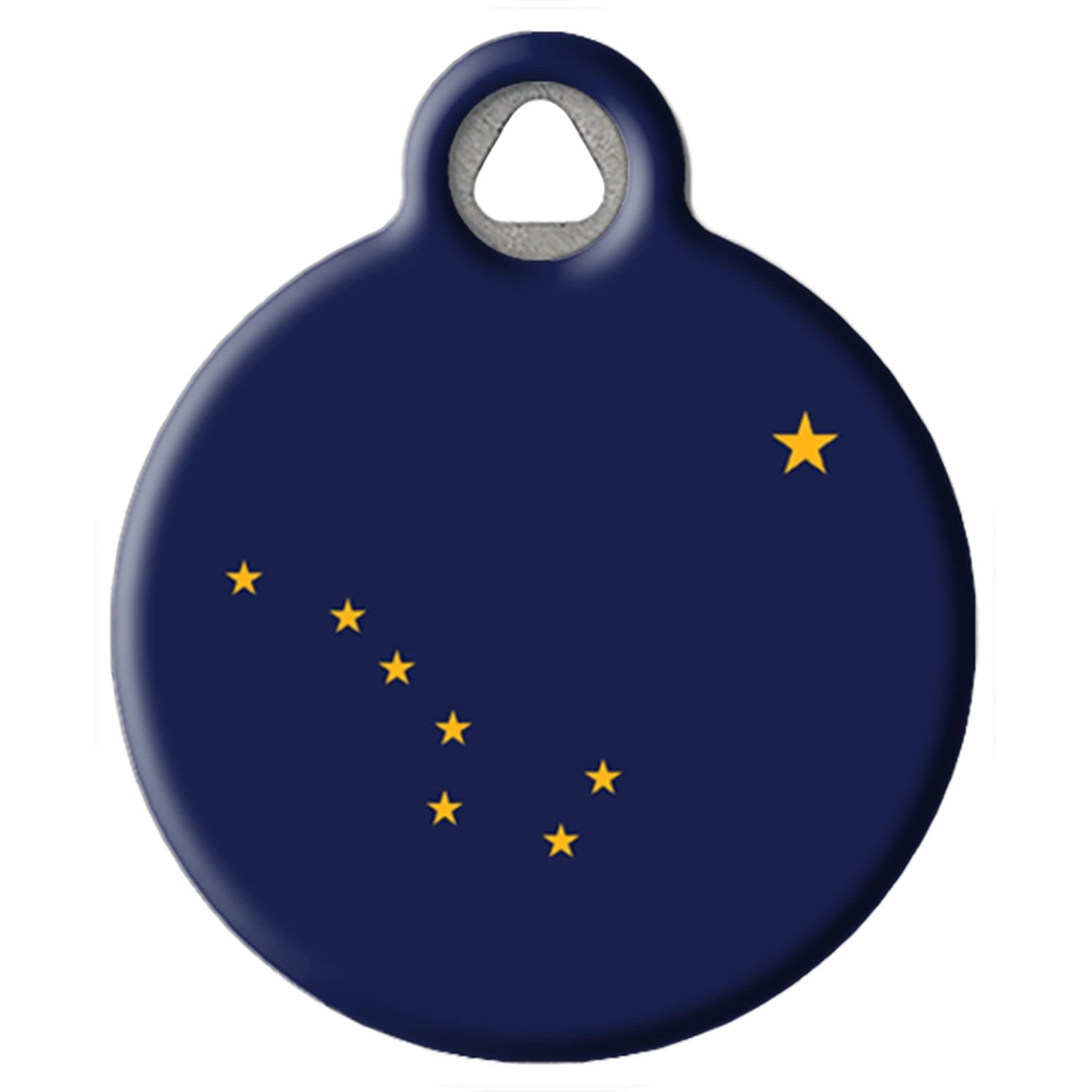 Dog Tag Art Alaskan State Flag Personalized Pet ID Tag for Dogs and Cats, Silent Polymer Coated Stainless Steel Alaska Nametag with Customized Identification Information - Small .875" Diameter