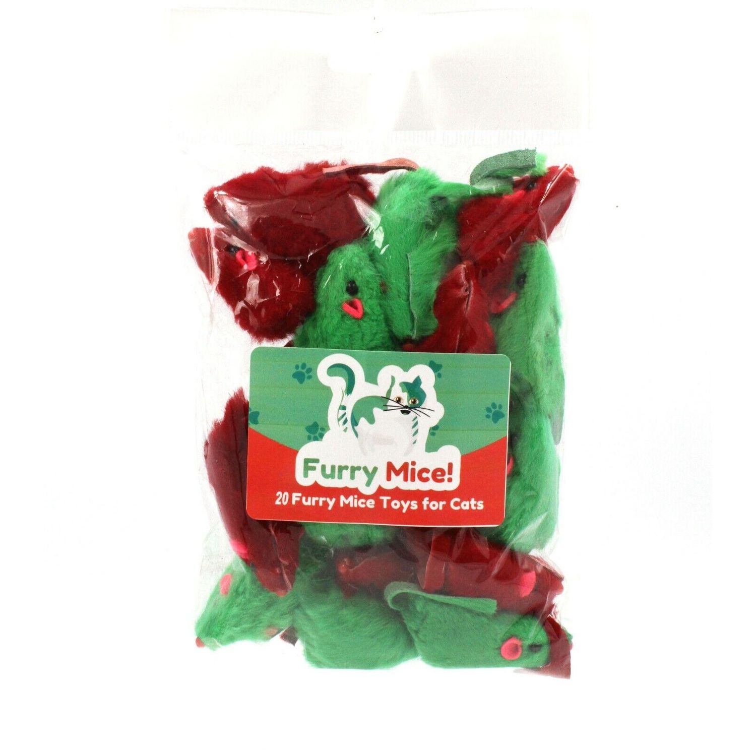20 Christmas Holiday Mice Catnip & Rattle Sound Made of Real Rabbit Fur Cat Toy
