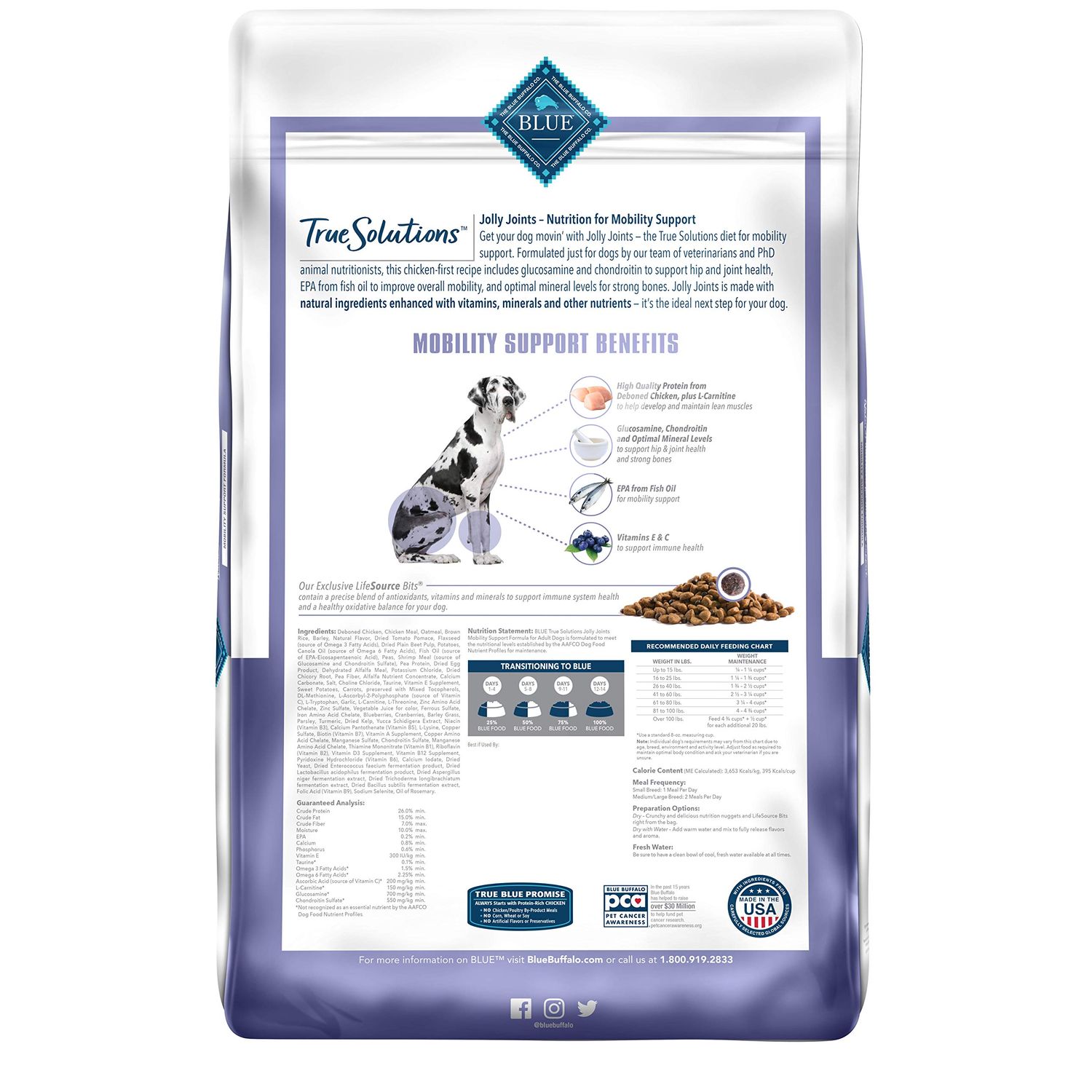 Blue Buffalo True Solutions Jolly Joints Natural Mobility Support Adult Dry Dog Food, Chicken 11-lb