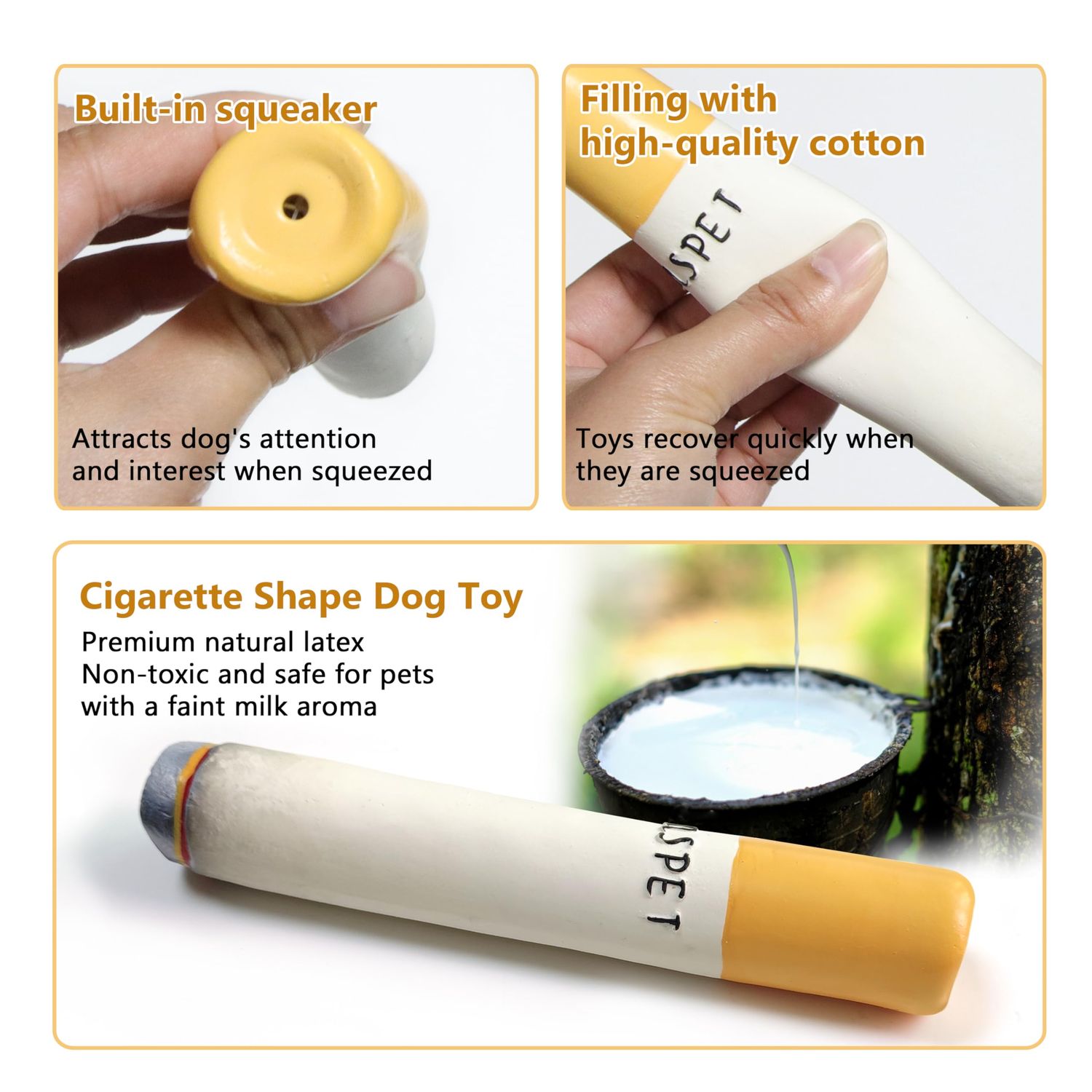 LLSPET Cigarettes Cigar Squeaky Dog Toys, Latex Interactive Funny Weed Cigar Imitation Dog Chew Toys for Teething Puppy,Small and Medium Breeds