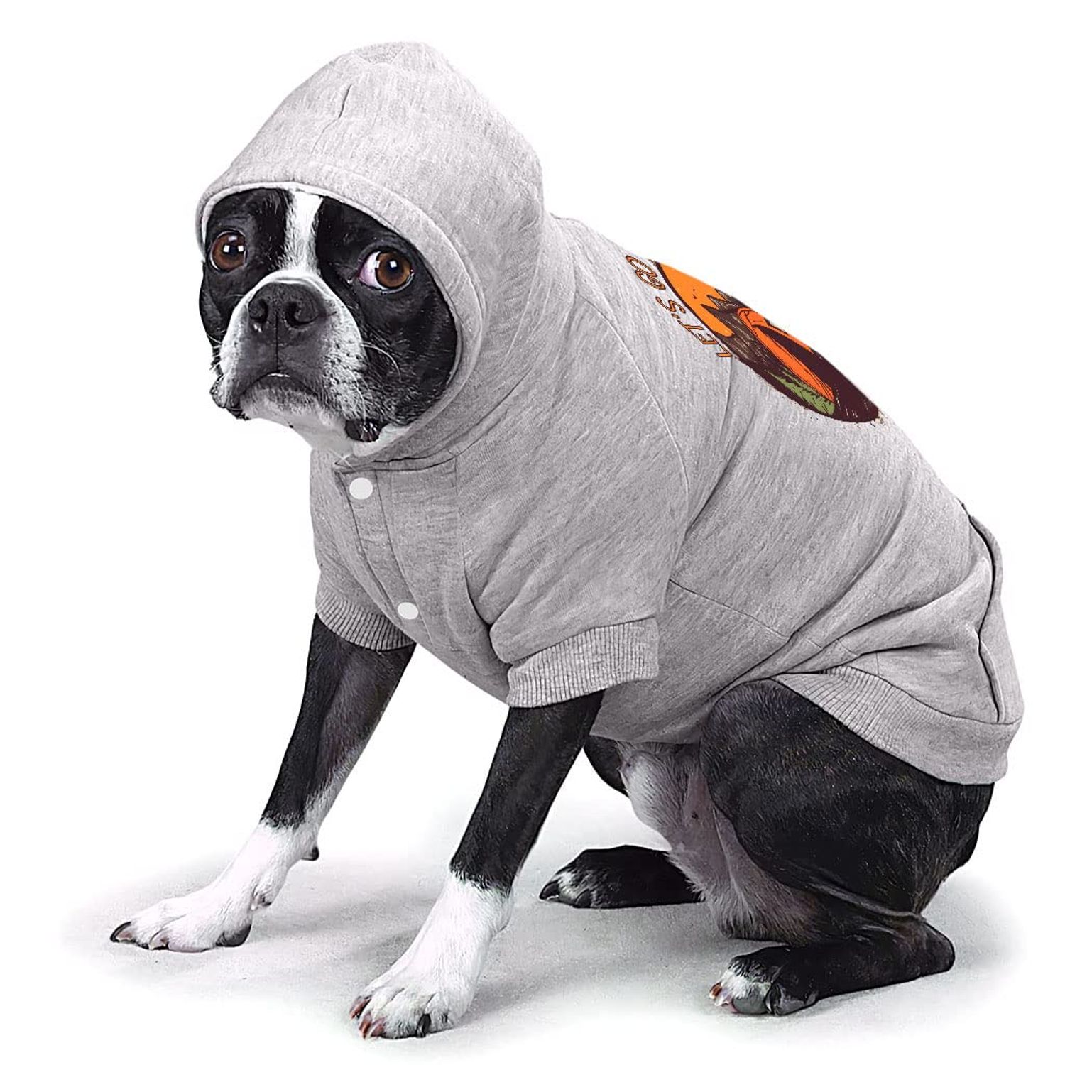 Let's Go Camping Dog Hoodie with Pocket - Tent Dog Coat - Camping Dog Clothing - Gray, S