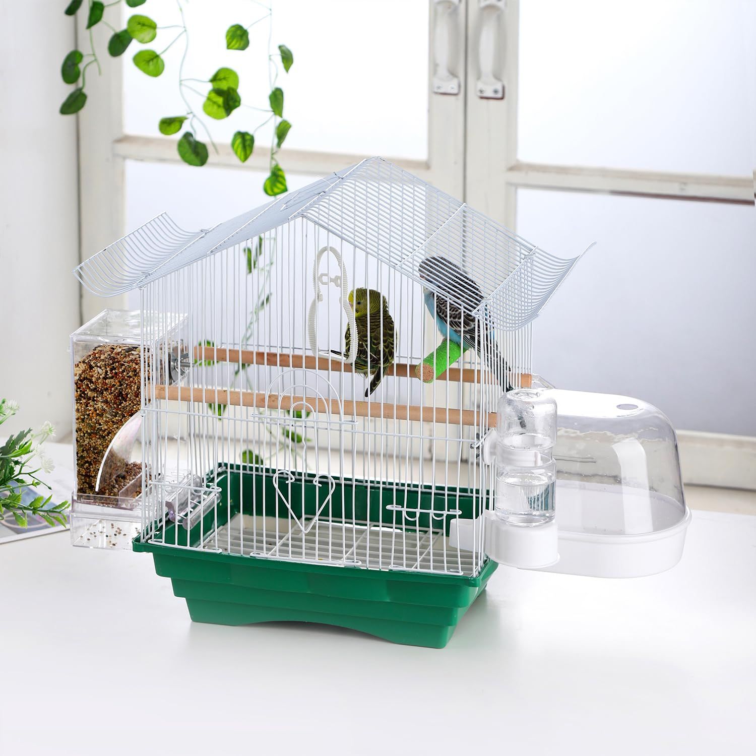 IBWell Clear Bird Bath for Cage for Small Birds Parakeet Bird Bath for Cage for Cockatiels Parakeet Cage Accessories