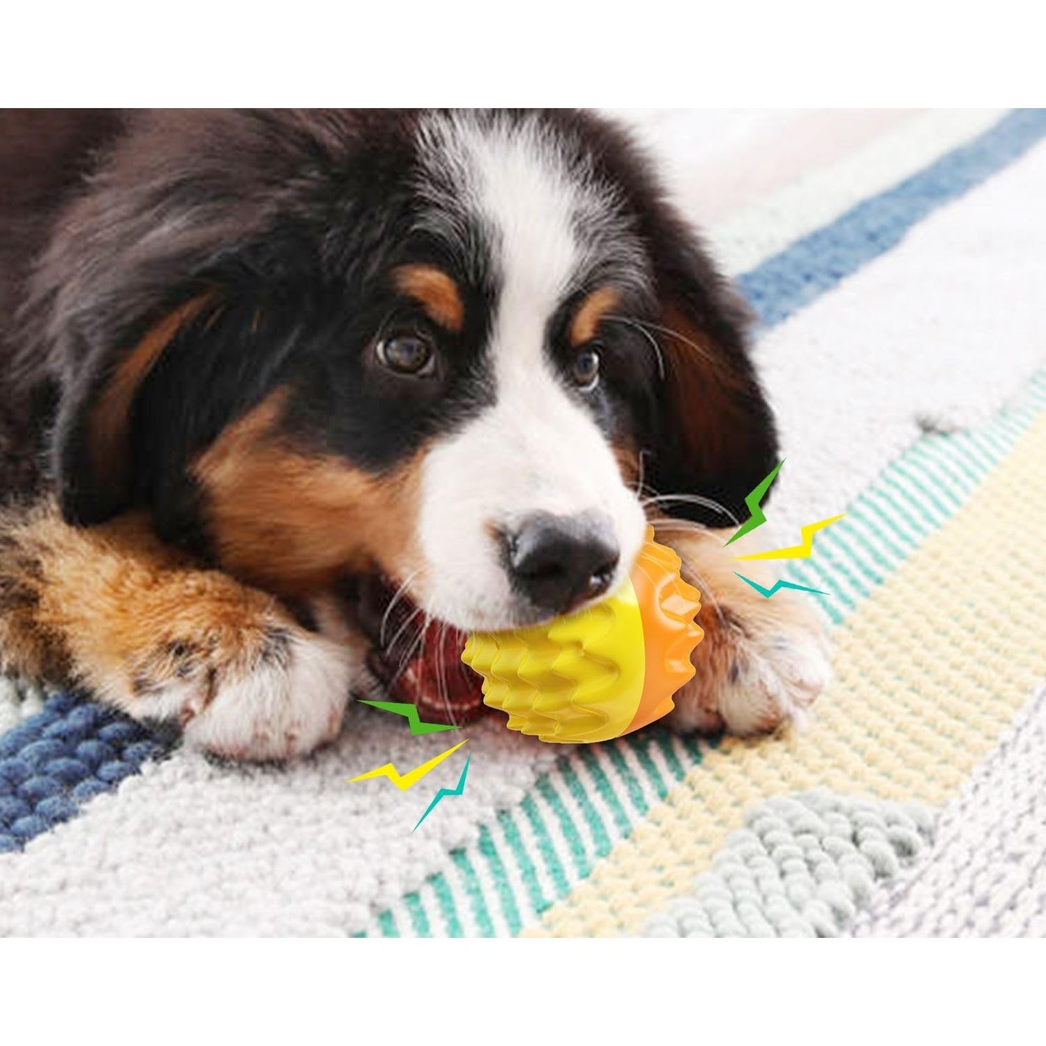 Squeaky Dog Ball Toy for Aggressive Chewers - Dental Dog Toy for Healthy Teeth & Gums - Spiky Ball Durable Floatable Rubber Pet Toys - Mental Enrichment - All Breed Sizes