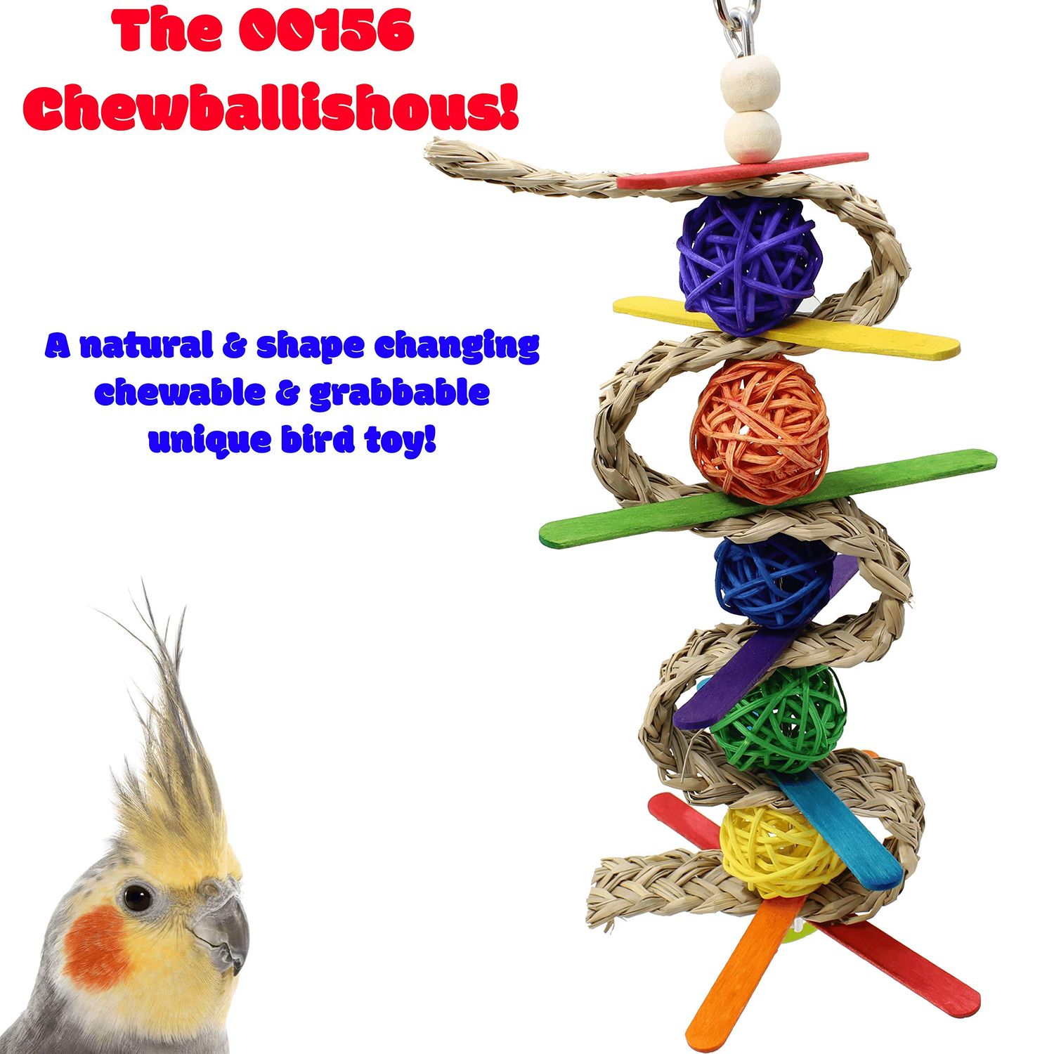 Bonka Bird Toys 00156 Chewballishous Parrot Bird Toy 9.00" High X 4.00" Wide, Conure Quaker Cockatiel and Similar