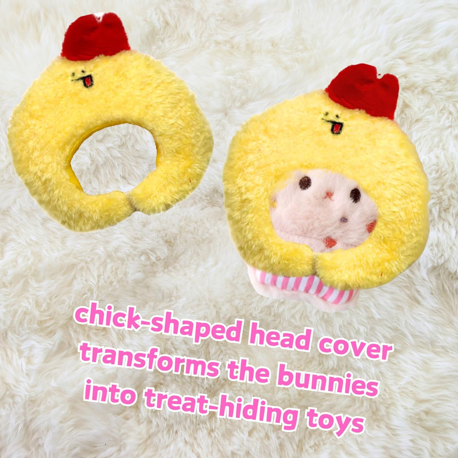 CECE PAW Interactive Dog Toys, 4 Set Cute Bunny Cake Dog Birthday Gifts, Squeaky Plush Dog Snuffle Toys, Puppy, Small, and Medium Dogs
