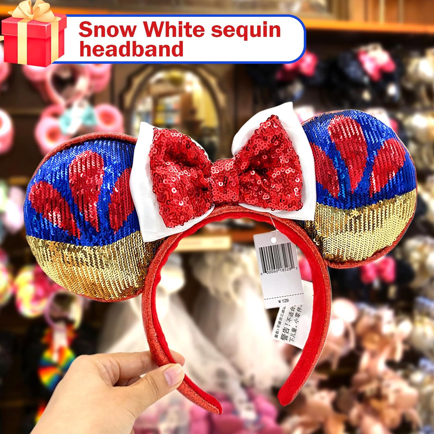 XXXPOWERXXX Mouse Ear Headbands with Bow,Sequins Hairbands Hair Accessories (HB191)