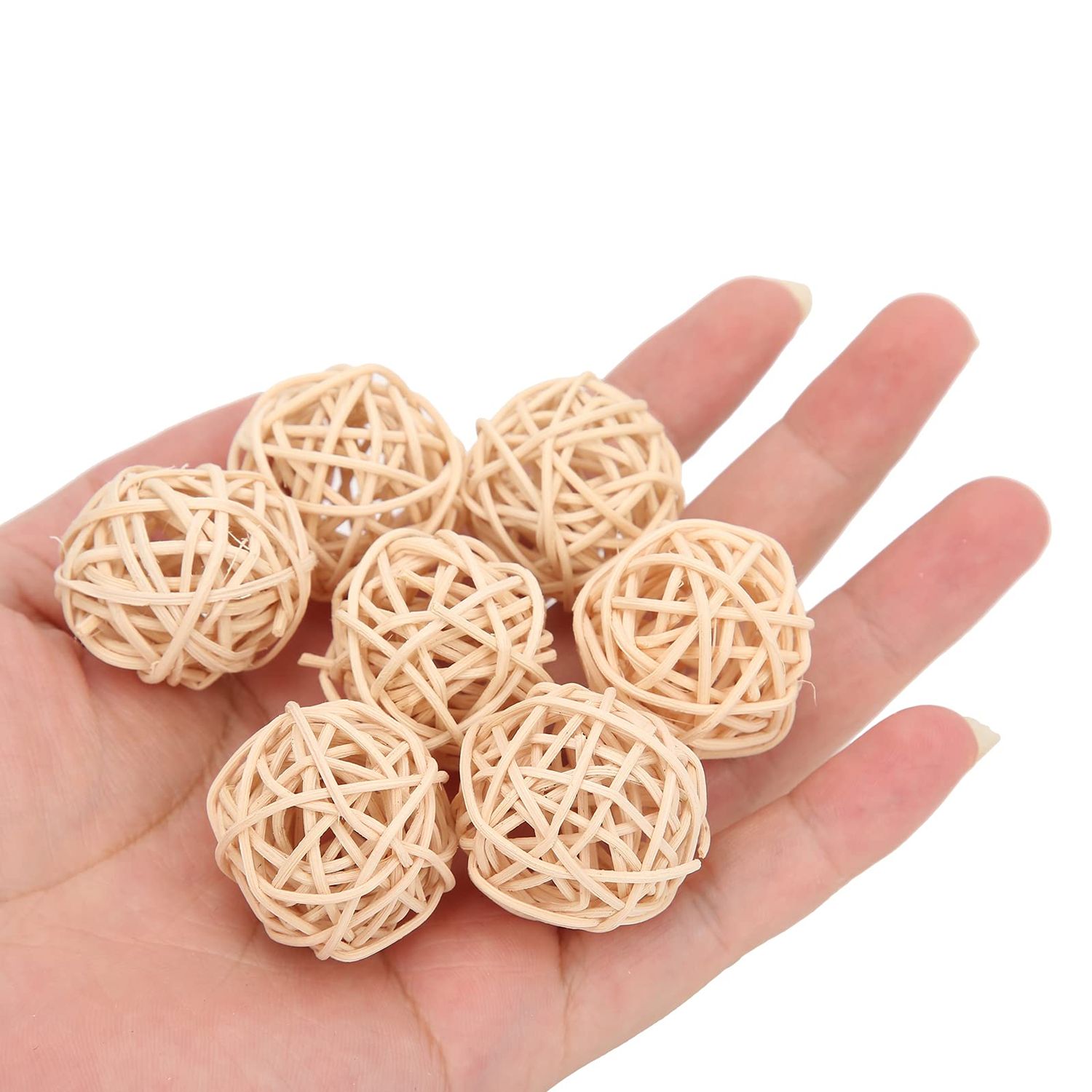 Haosie Rattan Balls, 10PCS Parrot Wicker Balls Bird Toy, 3CM Natural Parakeet Chewing Toys Decorative Balls