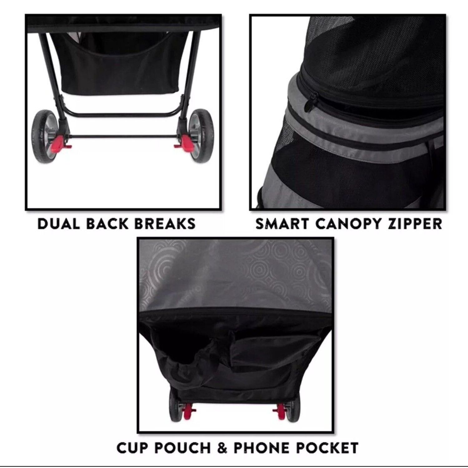 Regal Plus Pet Stroller For Dogs Cats, Breeds Up to 25 lbs, Gray Shadow