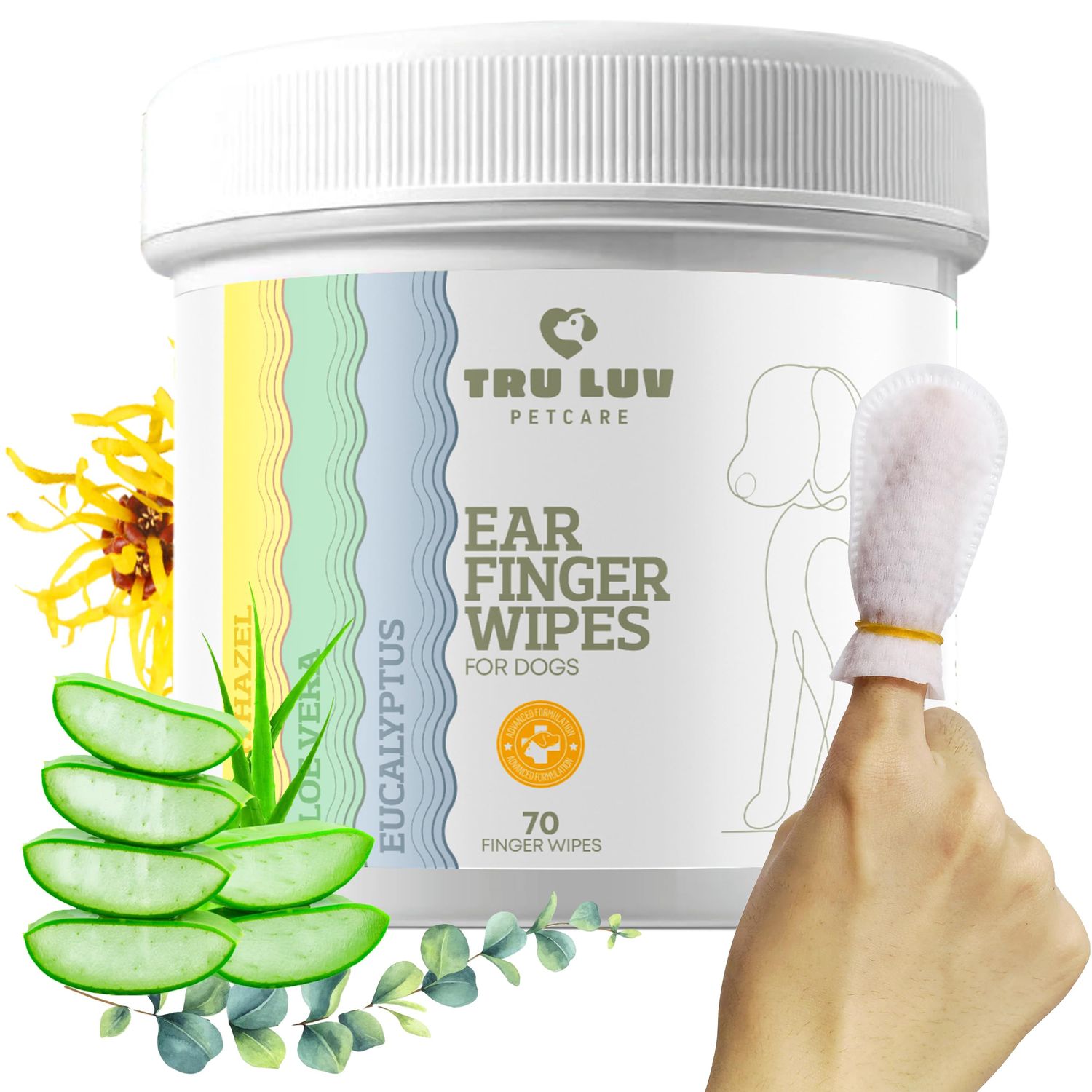 70 Ear Finger Wipes for Dogs - Finger Ear Wipes for Dogs - Dog Ear Cleaner Finger Wipes - Dog Ear Wipes Finger - Dog Ear Wipes Cleaning - Dog Ear Cleaning Pads - Clean Ear Finger Pads for Dogs